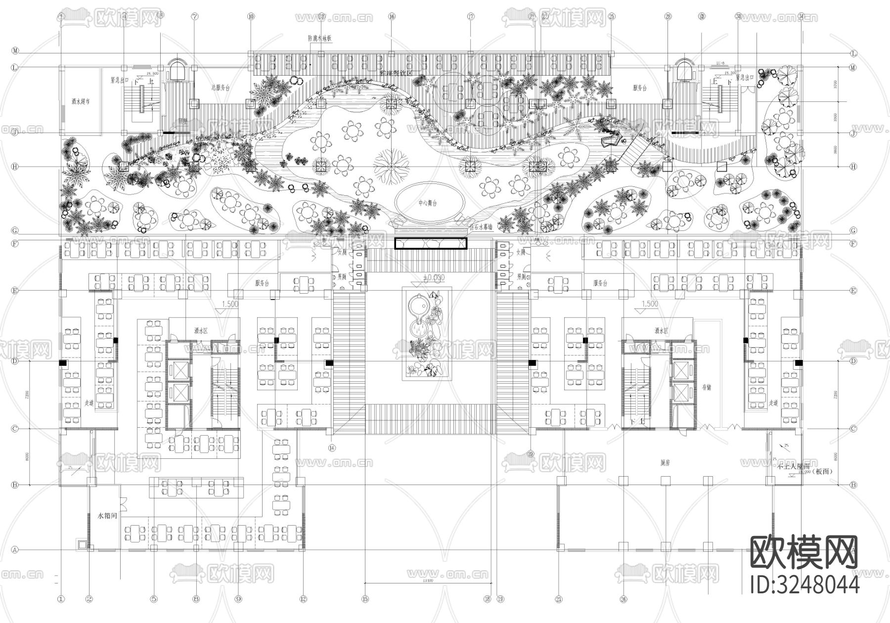 100套私家花园、别墅庭院、屋顶花园设计cad图库下载（渲染图8）