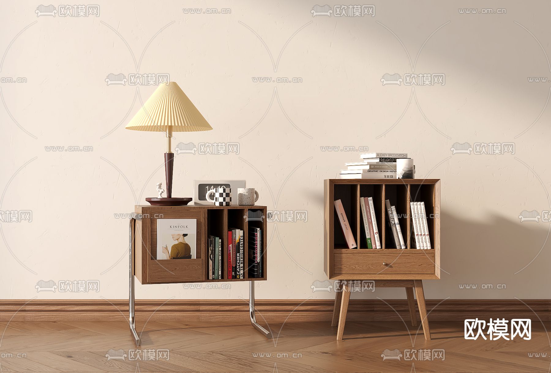 中古风床头柜su模型下载（渲染图1）