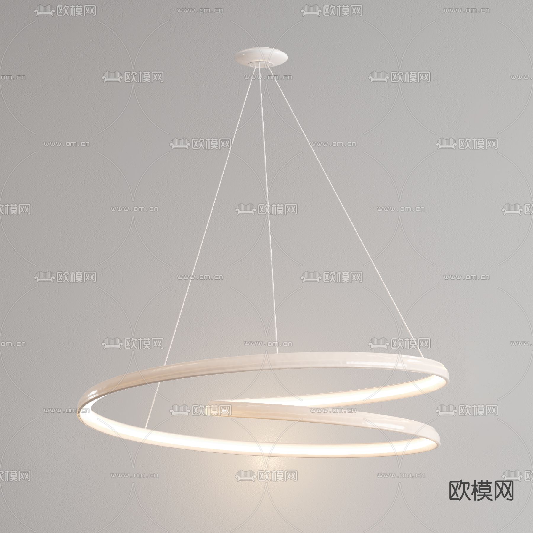 奶油风吊灯 环形吊灯3d模型下载