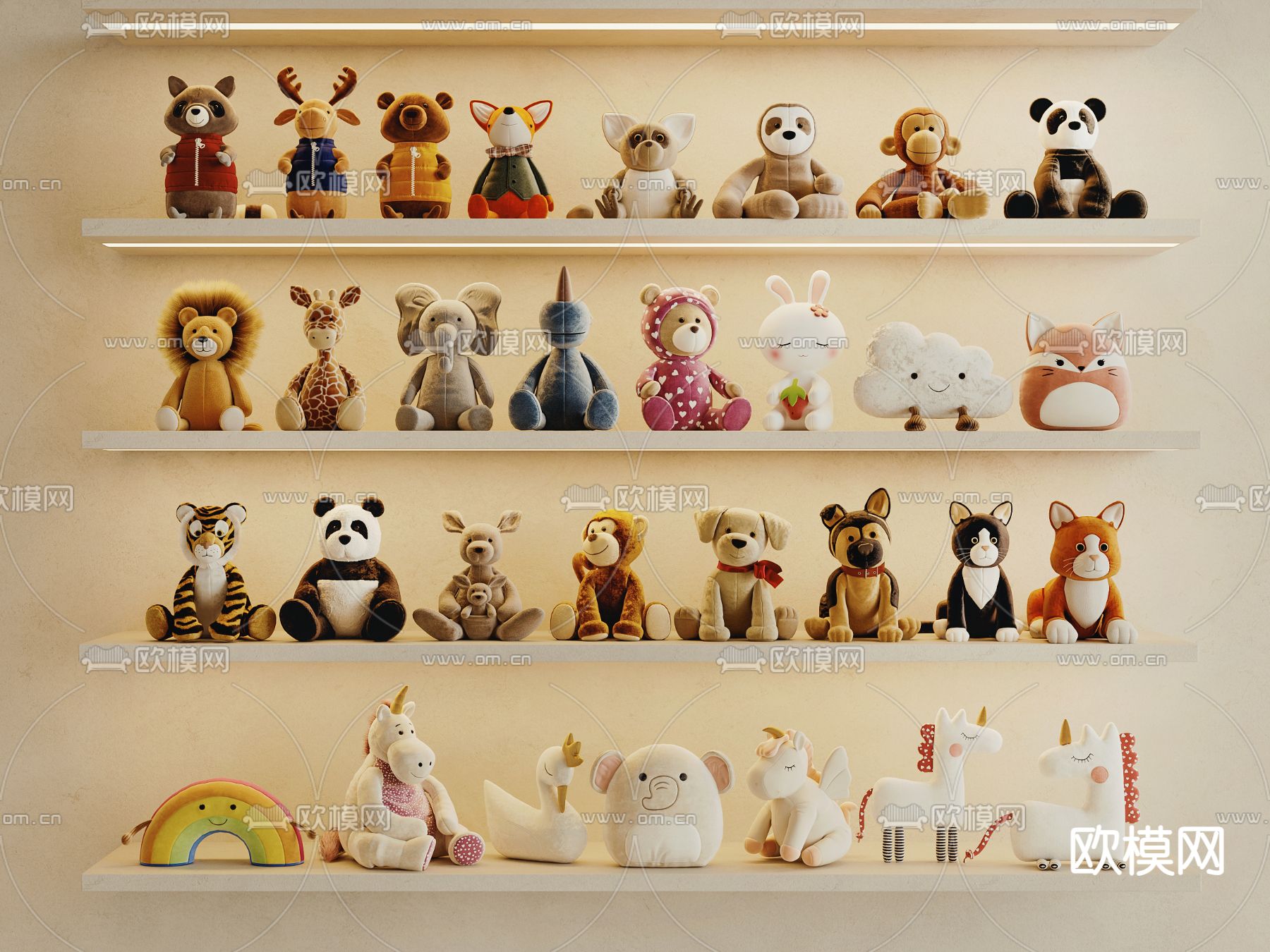 现代儿童毛绒玩具3d模型下载