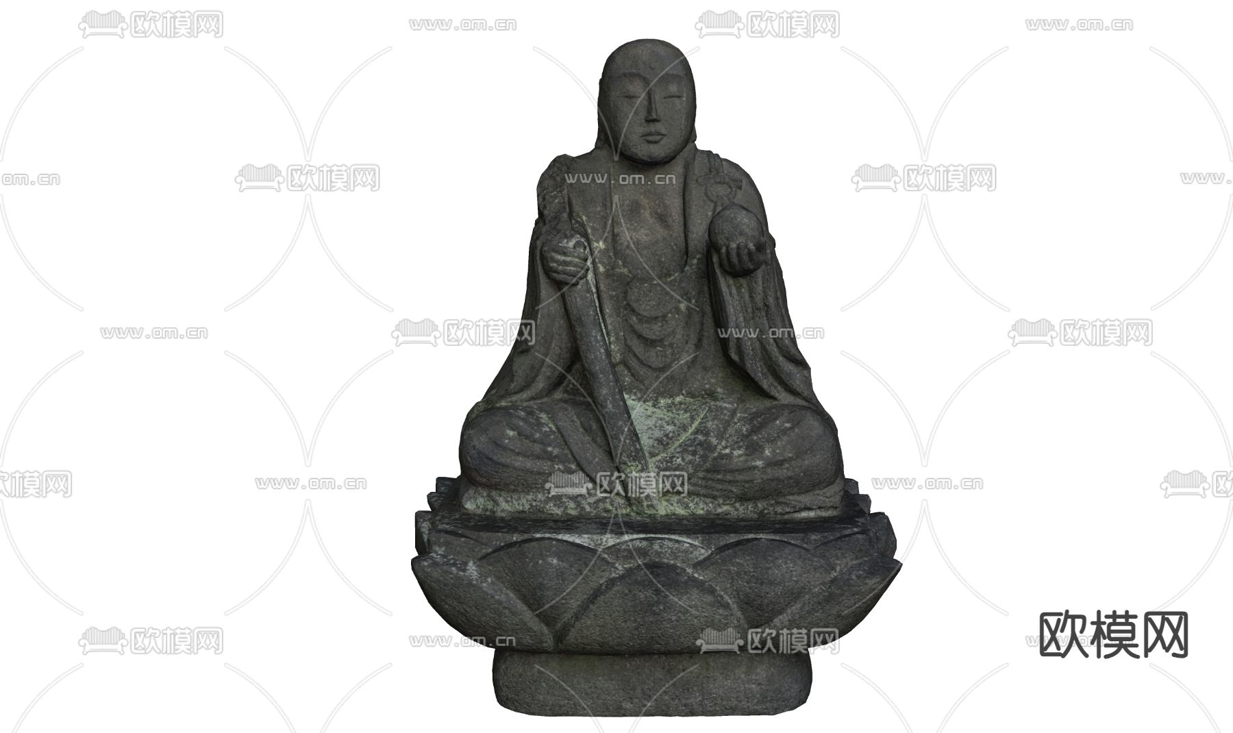 中式佛像雕塑 石像雕塑3d模型下载（渲染图3）