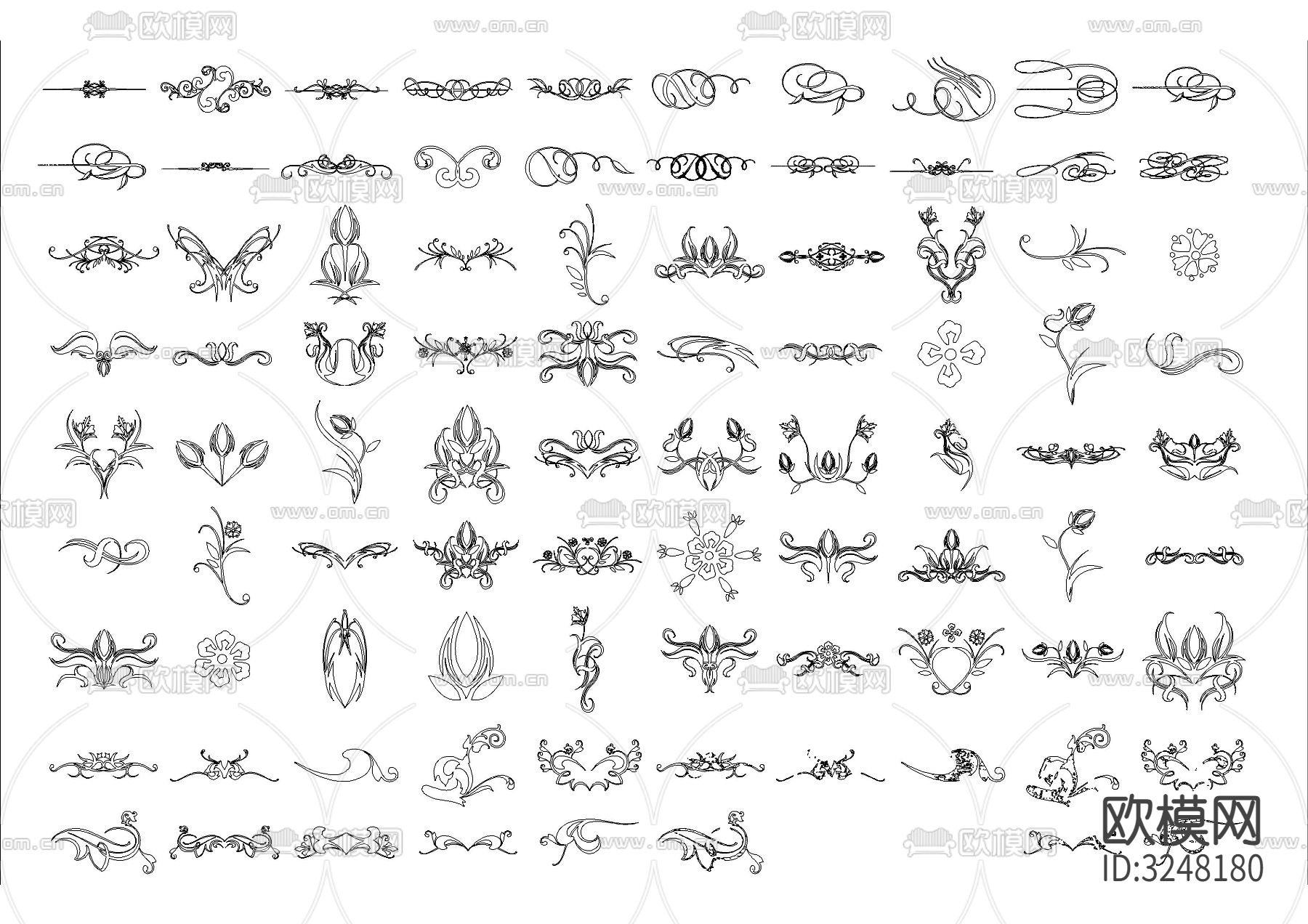 多款装饰花纹CAD图库下载（渲染图5）