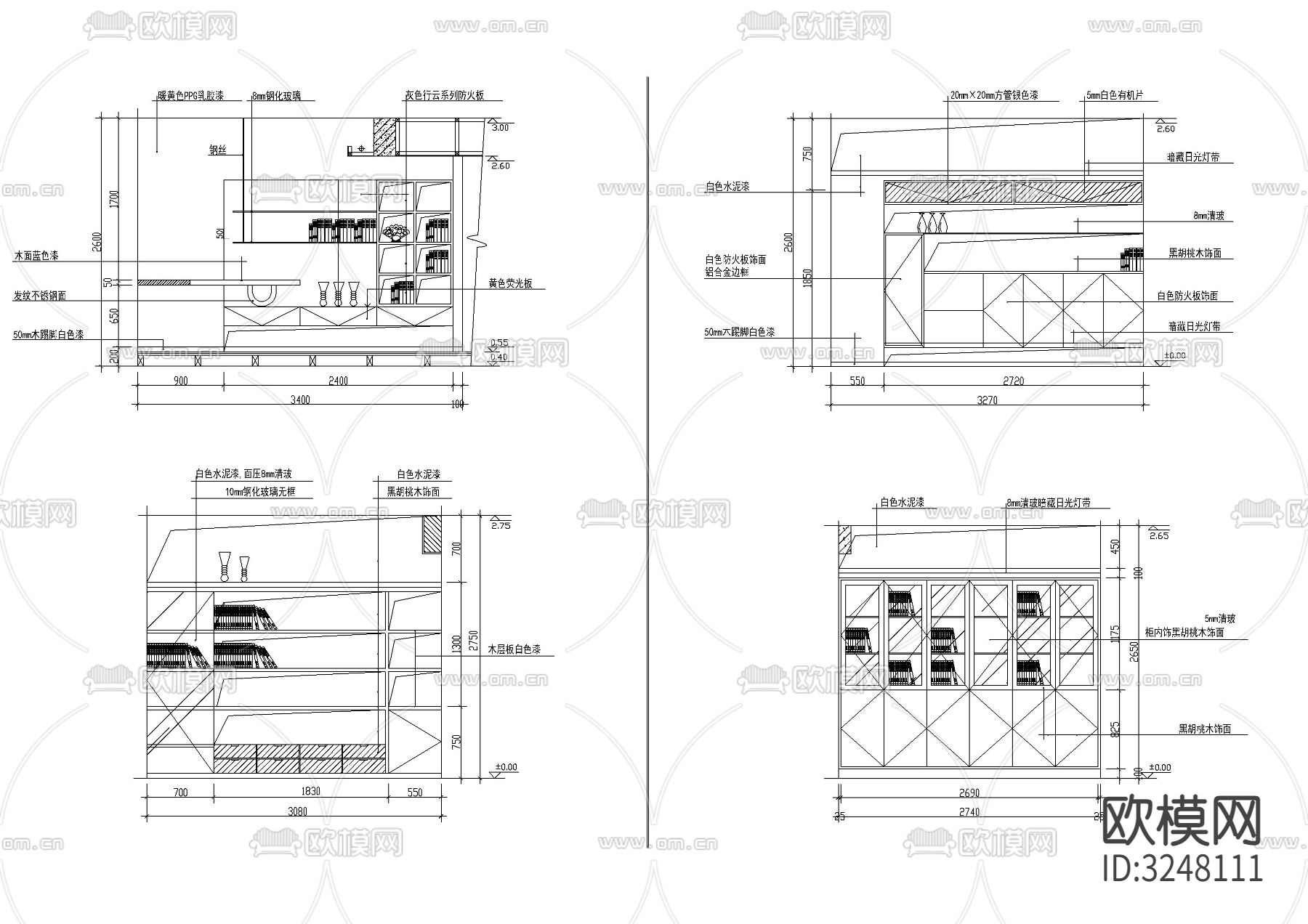 300套书柜做法cad图库下载（渲染图6）