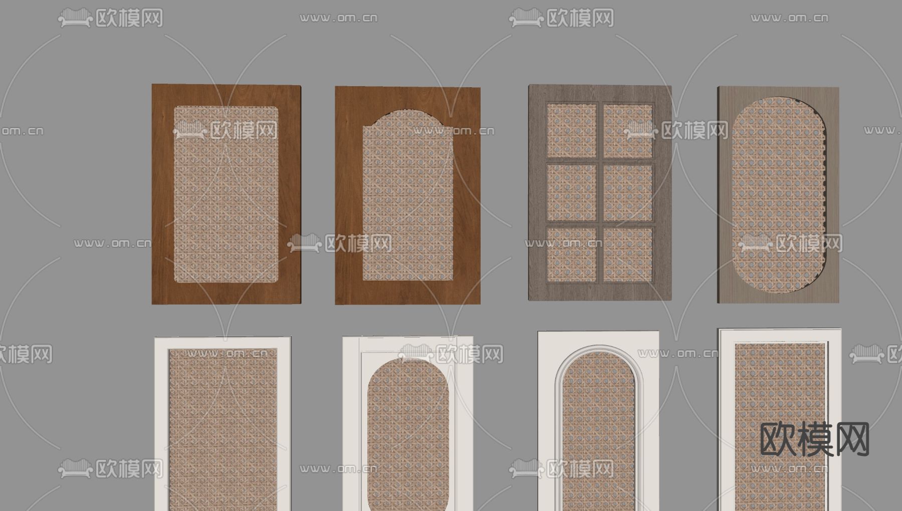 侘寂风衣柜门板 藤编门板su模型下载（渲染图2）