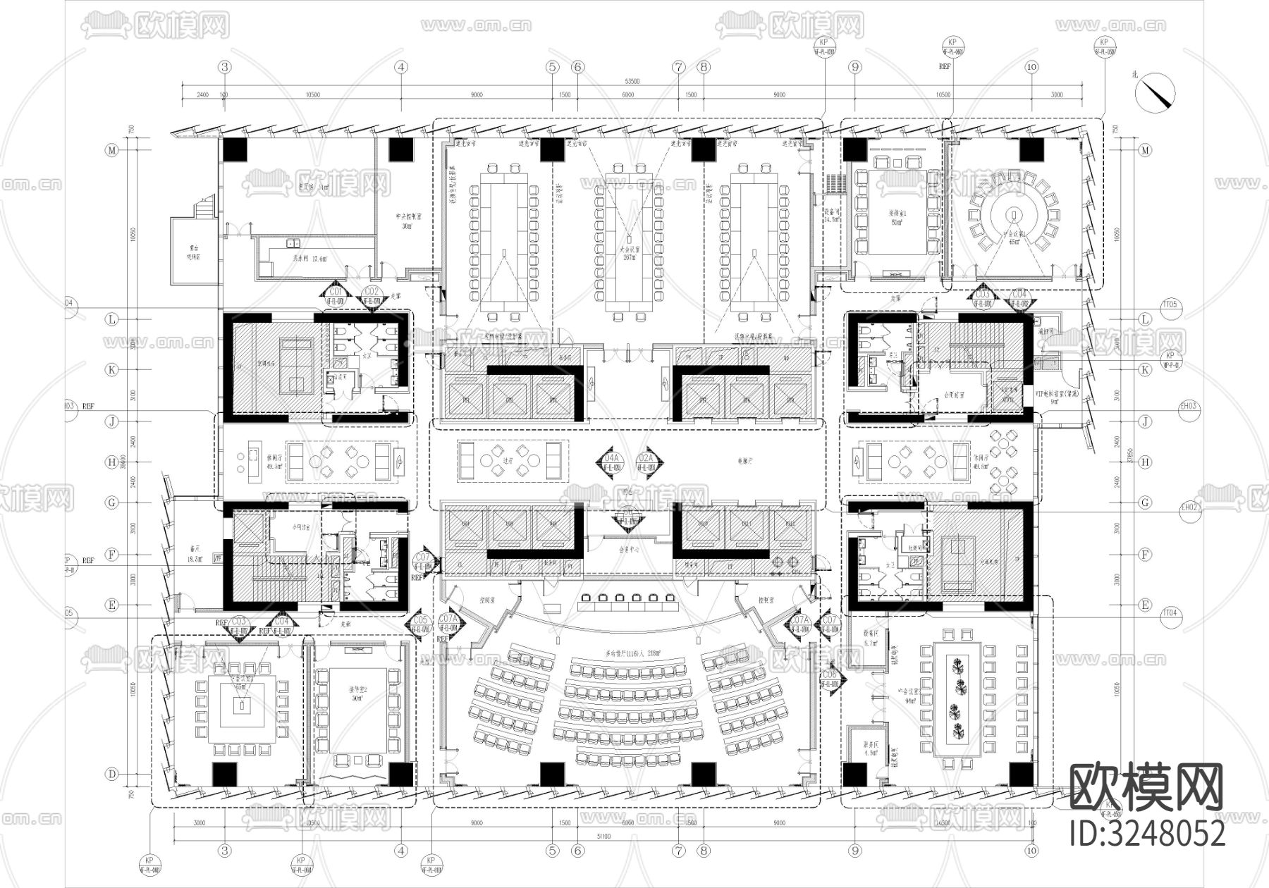 办公室模块空间cad图库下载（渲染图5）