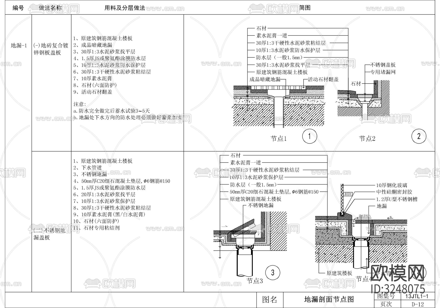 22套地面节点及解析CAD图库下载（渲染图7）