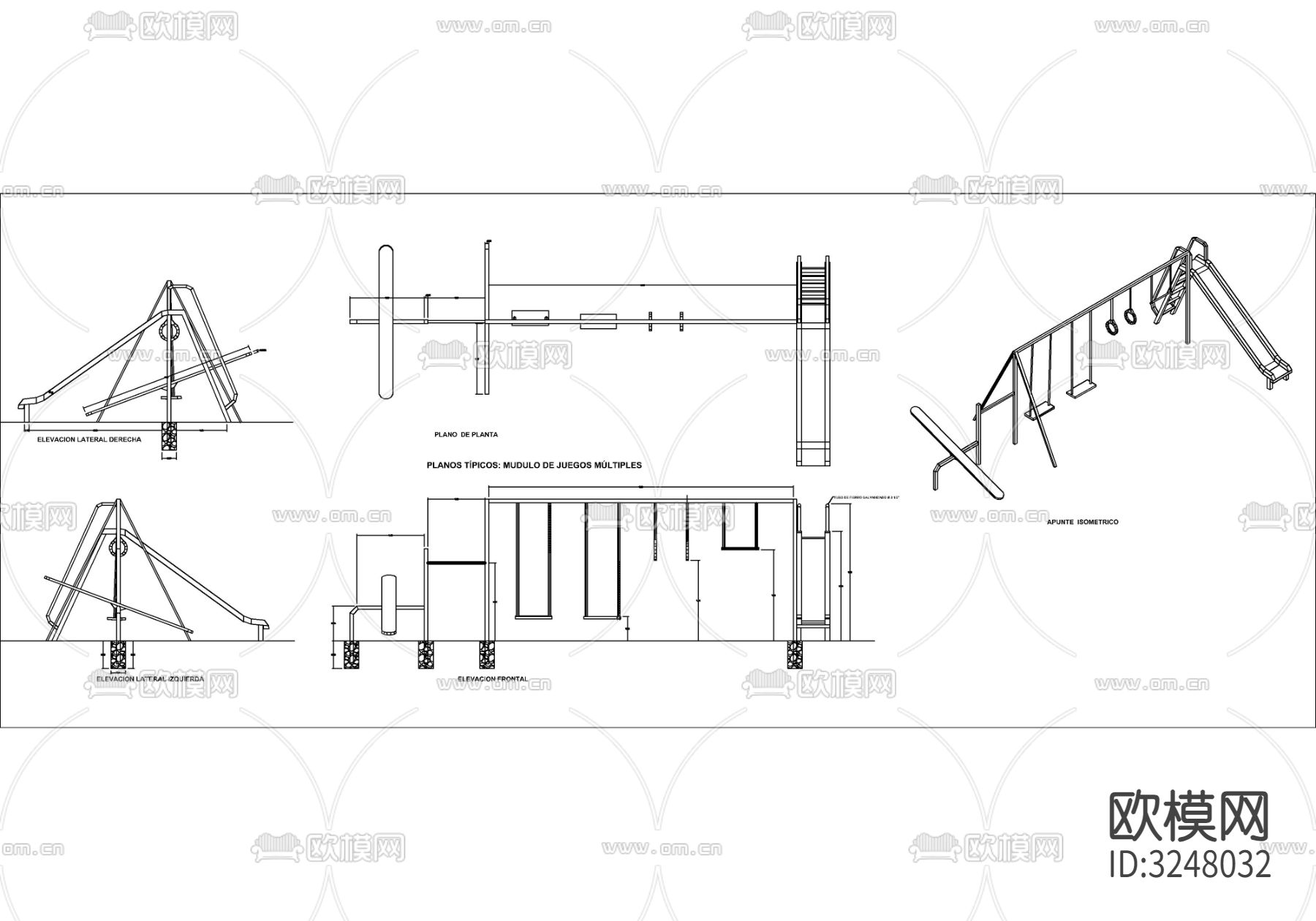 20款儿童场地秋千CAD图库下载（渲染图7）
