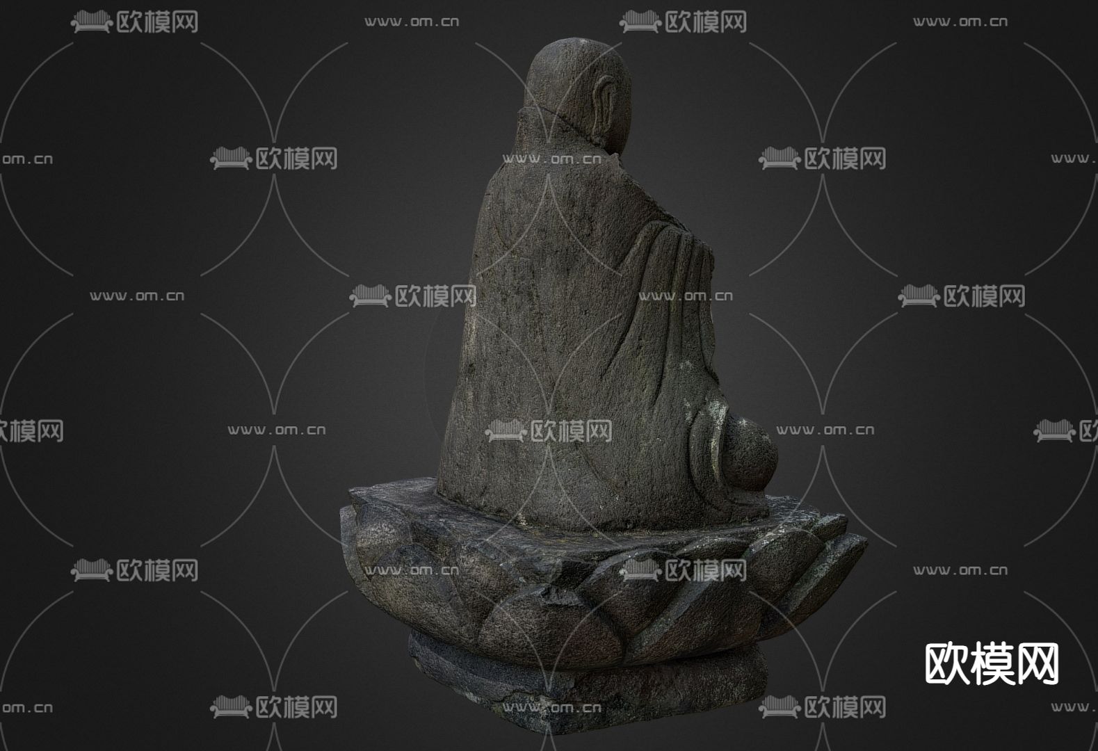 中式佛像雕塑 石像雕塑3d模型下载（渲染图2）