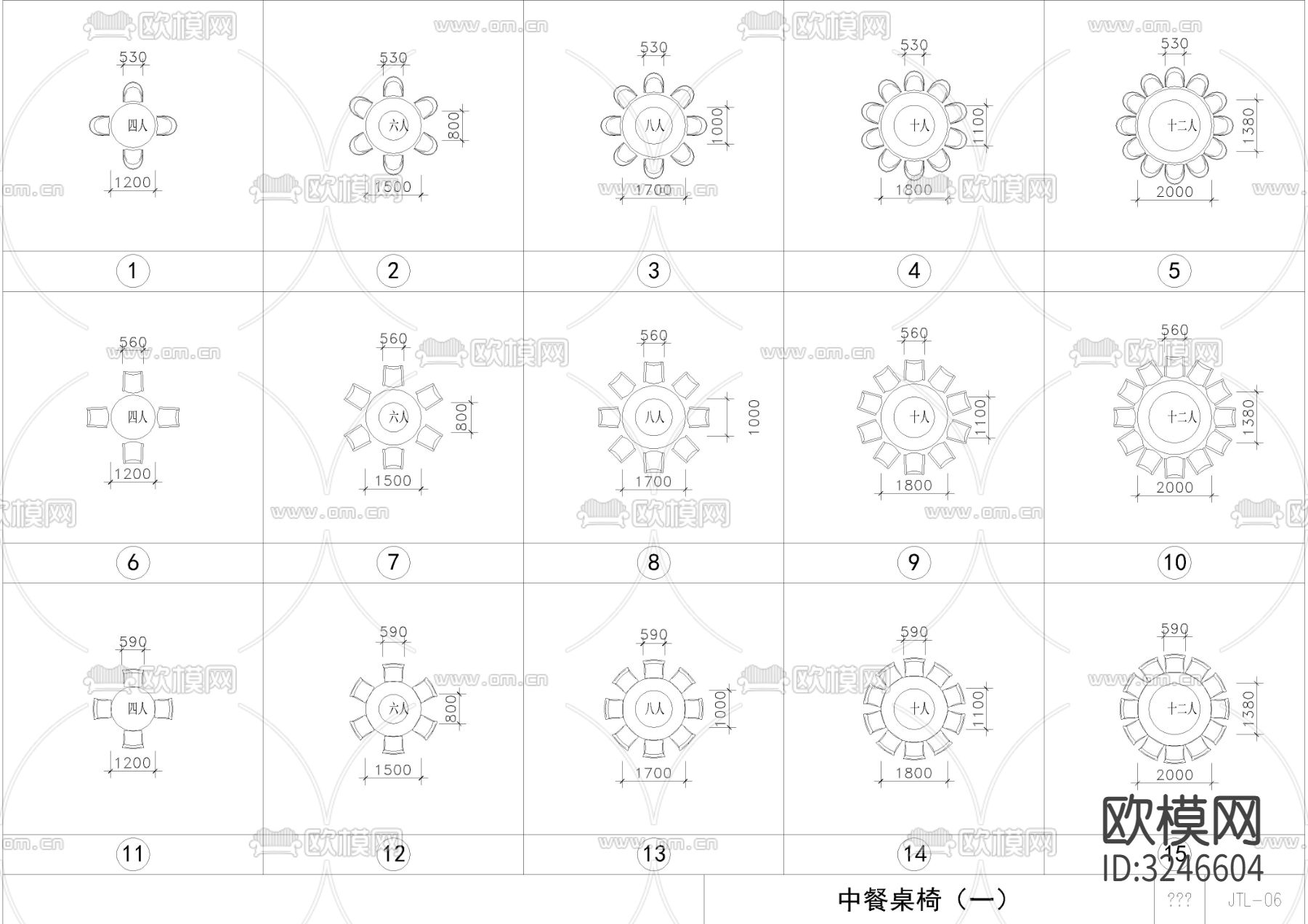 桌椅 沙发 床 灯具 配饰等家具cad图库下载（渲染图2）