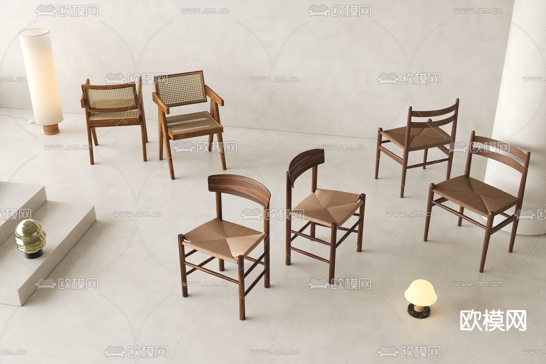 中古风椅子 餐椅su模型下载（渲染图1）