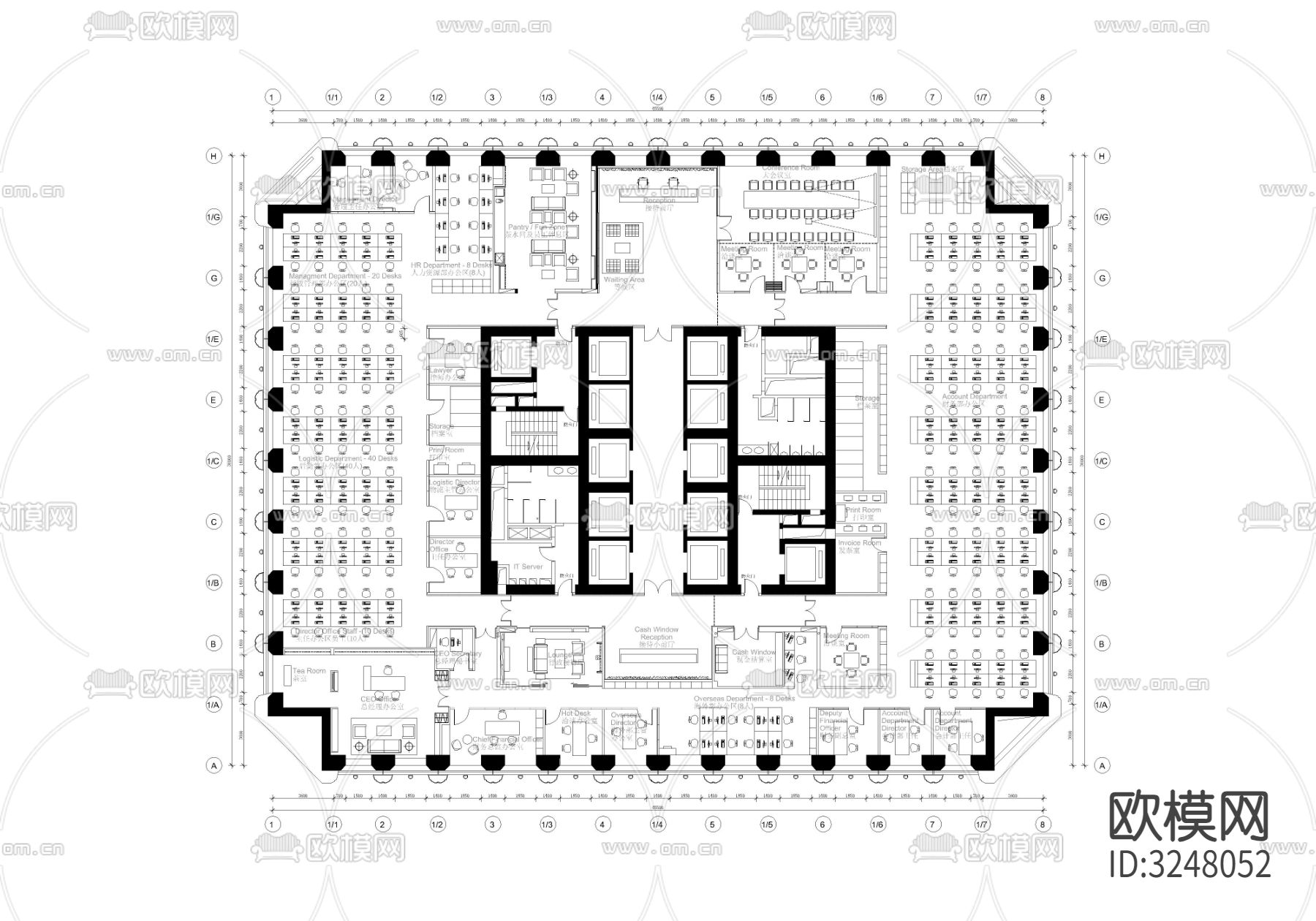 办公室模块空间cad图库下载（渲染图6）