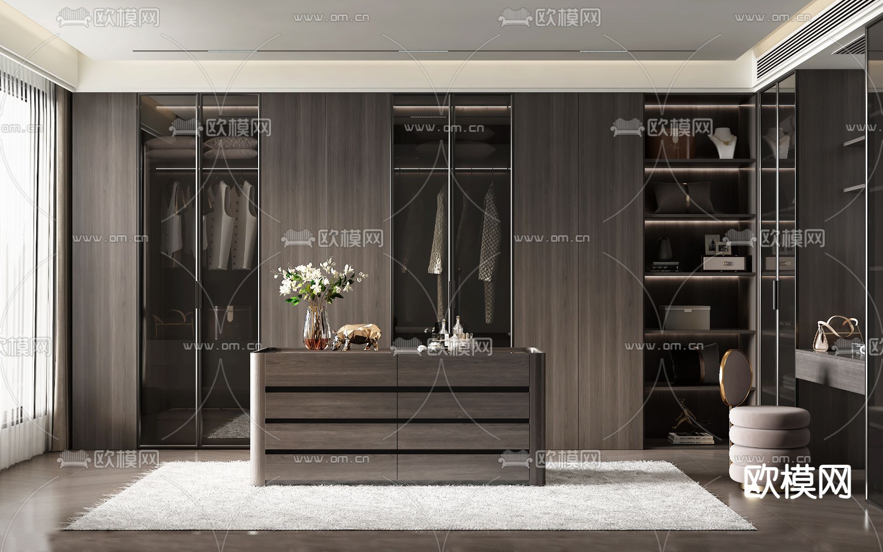 现代衣帽间3d模型下载