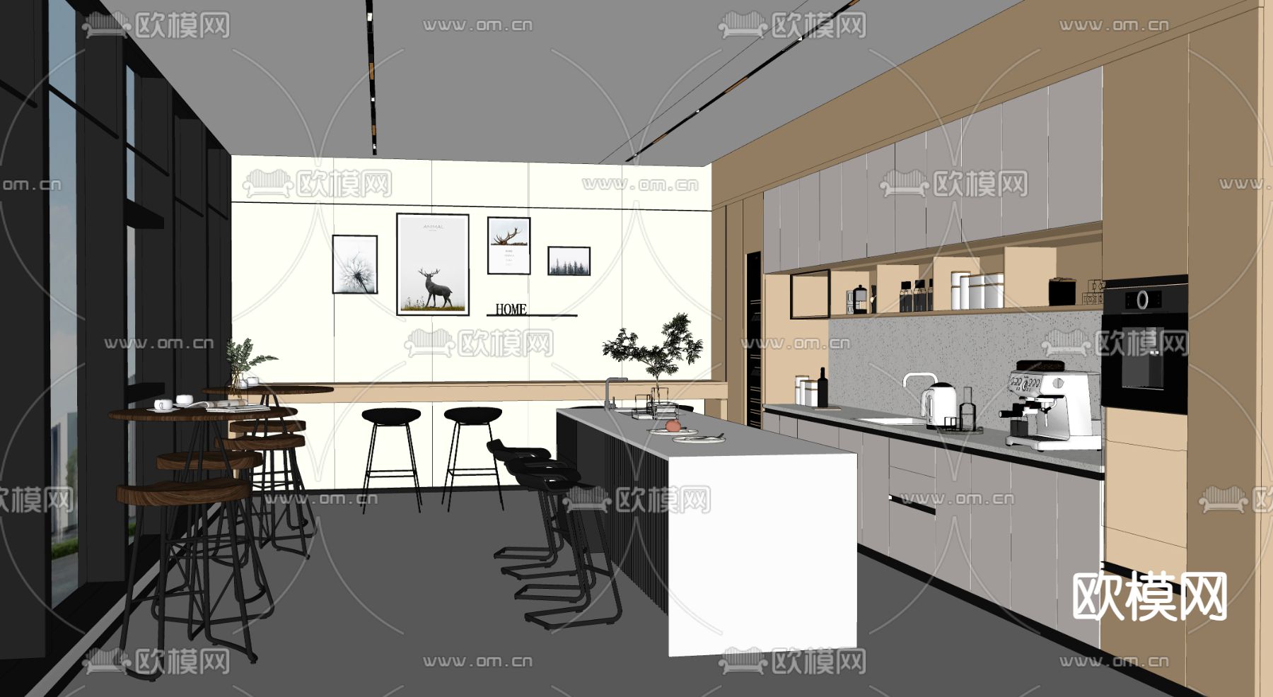 茶水间 办公室水吧区su模型下载（渲染图2）