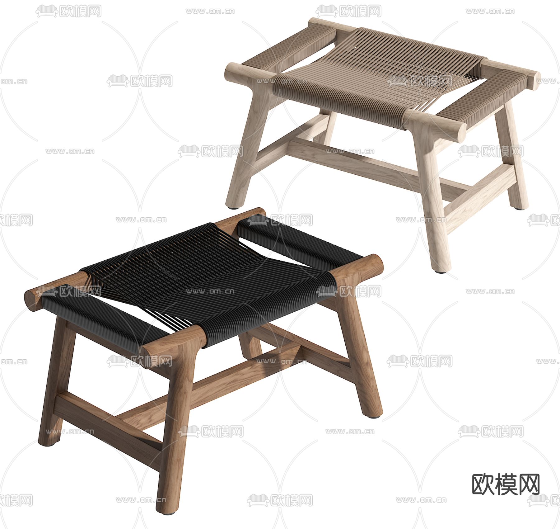 Flexform 凳子 木凳 矮凳su模型下载（渲染图1）