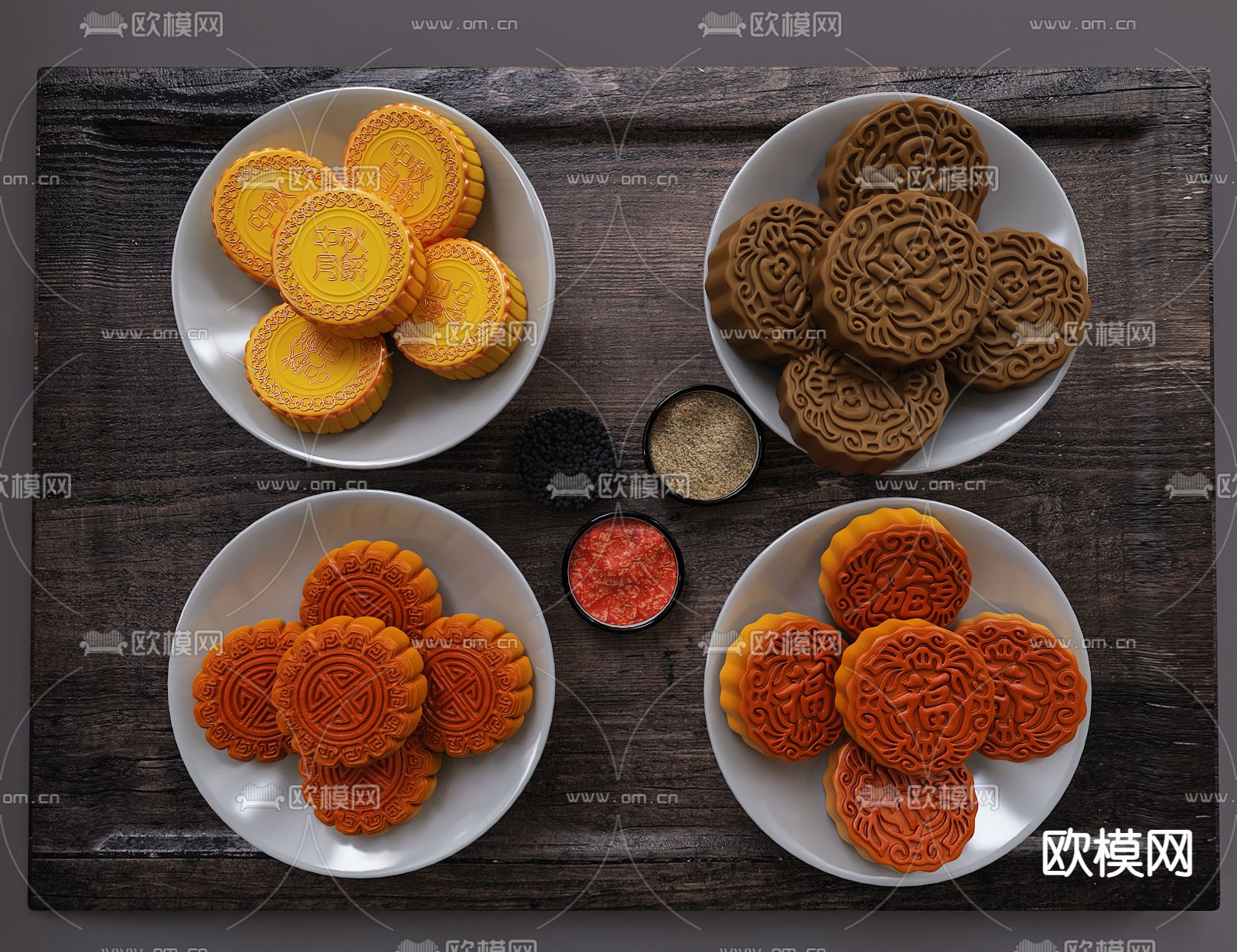 中秋月饼 美食su模型下载（渲染图1）