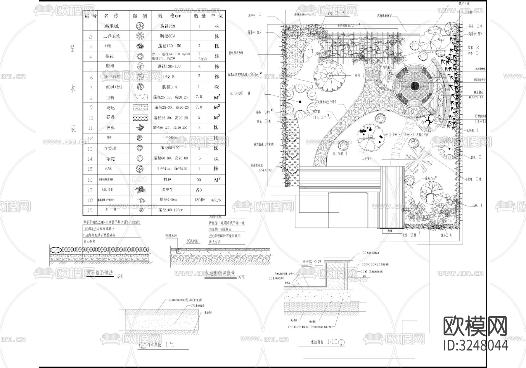 100套私家花园、别墅庭院、屋顶花园设计cad图库下载（渲染图1）