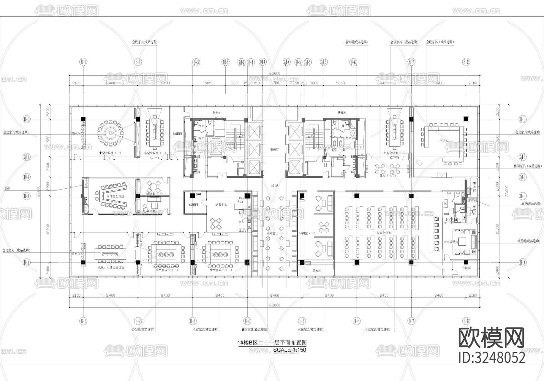 办公室模块空间cad图库下载（渲染图3）