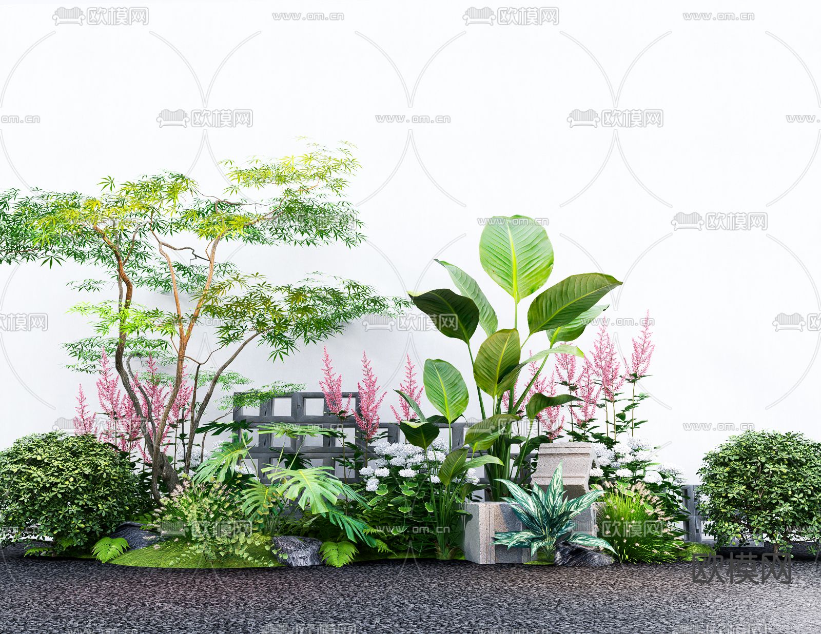 花境绿植 乔木灌木球su模型下载（渲染图2）