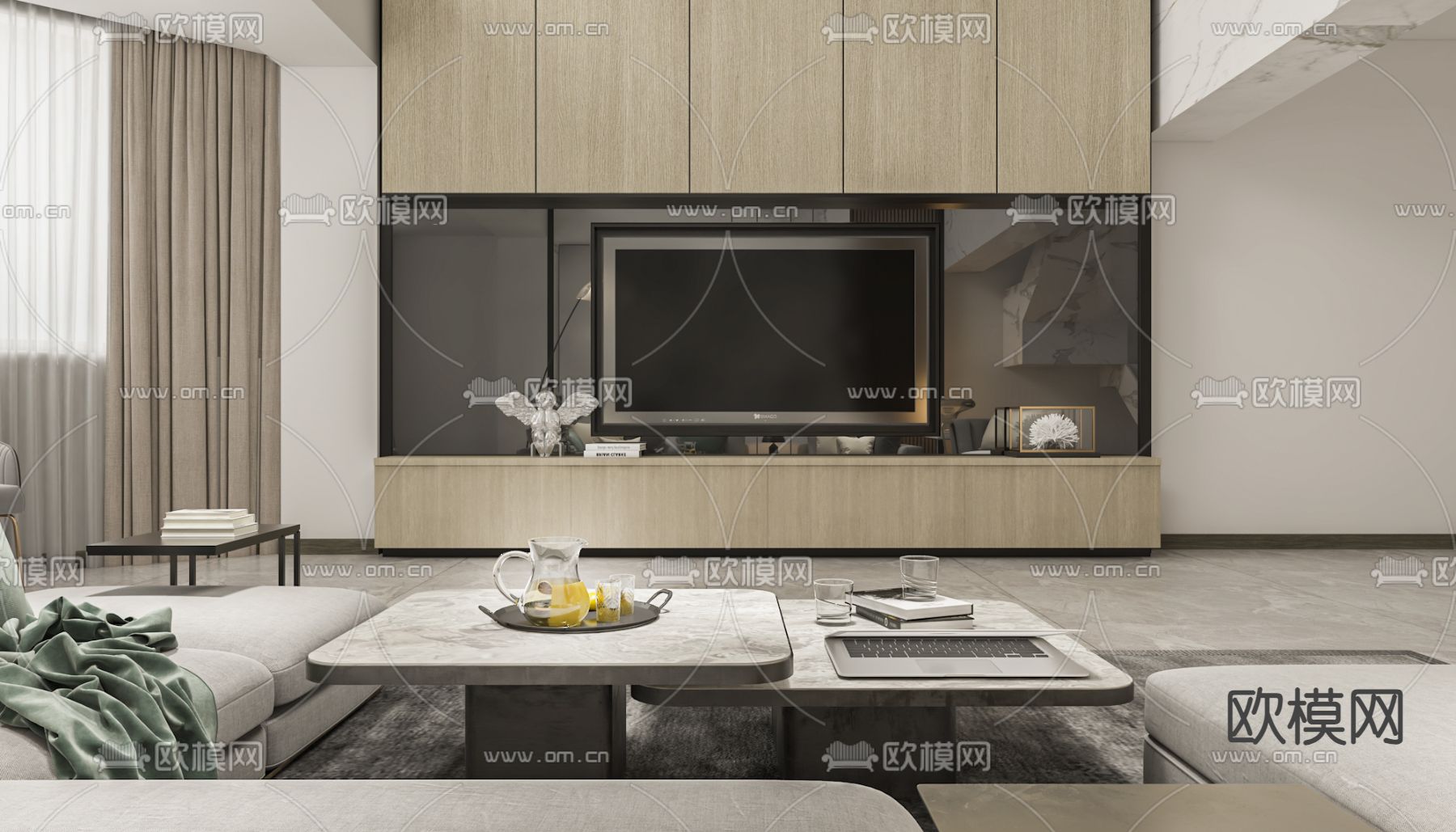 别墅大堂 别墅客厅3d模型下载（渲染图3）