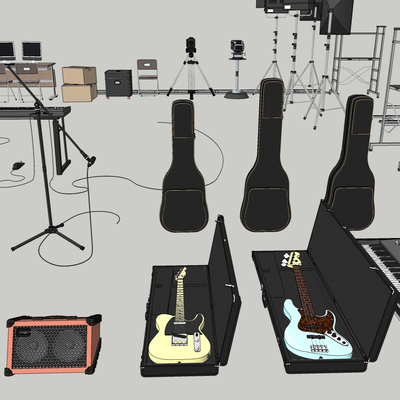  乐器 吉他 印象 贝斯 电子琴su模型 