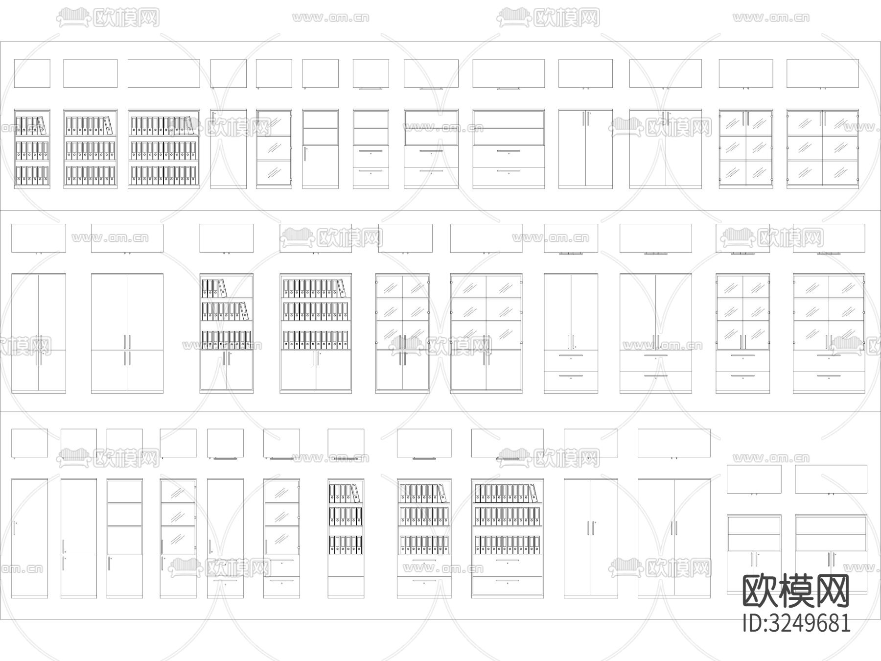 最新文件柜档案柜cad图库下载（渲染图3）