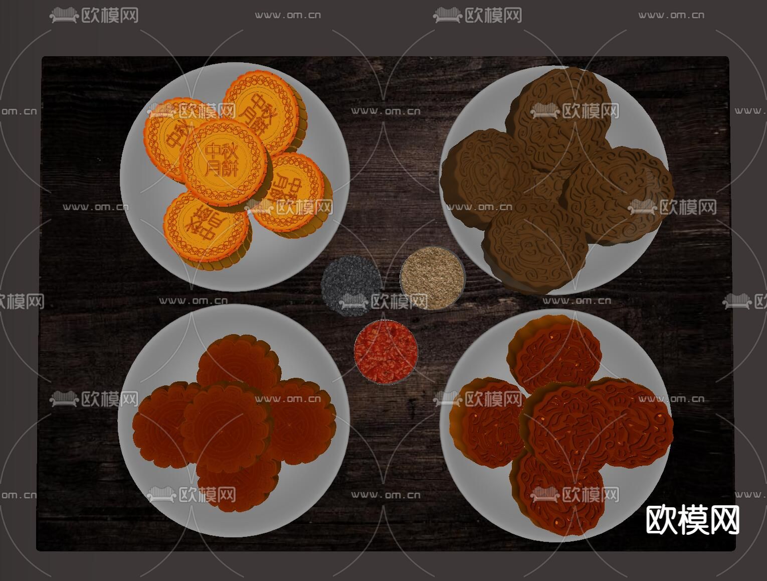 中秋月饼 美食su模型下载（渲染图2）