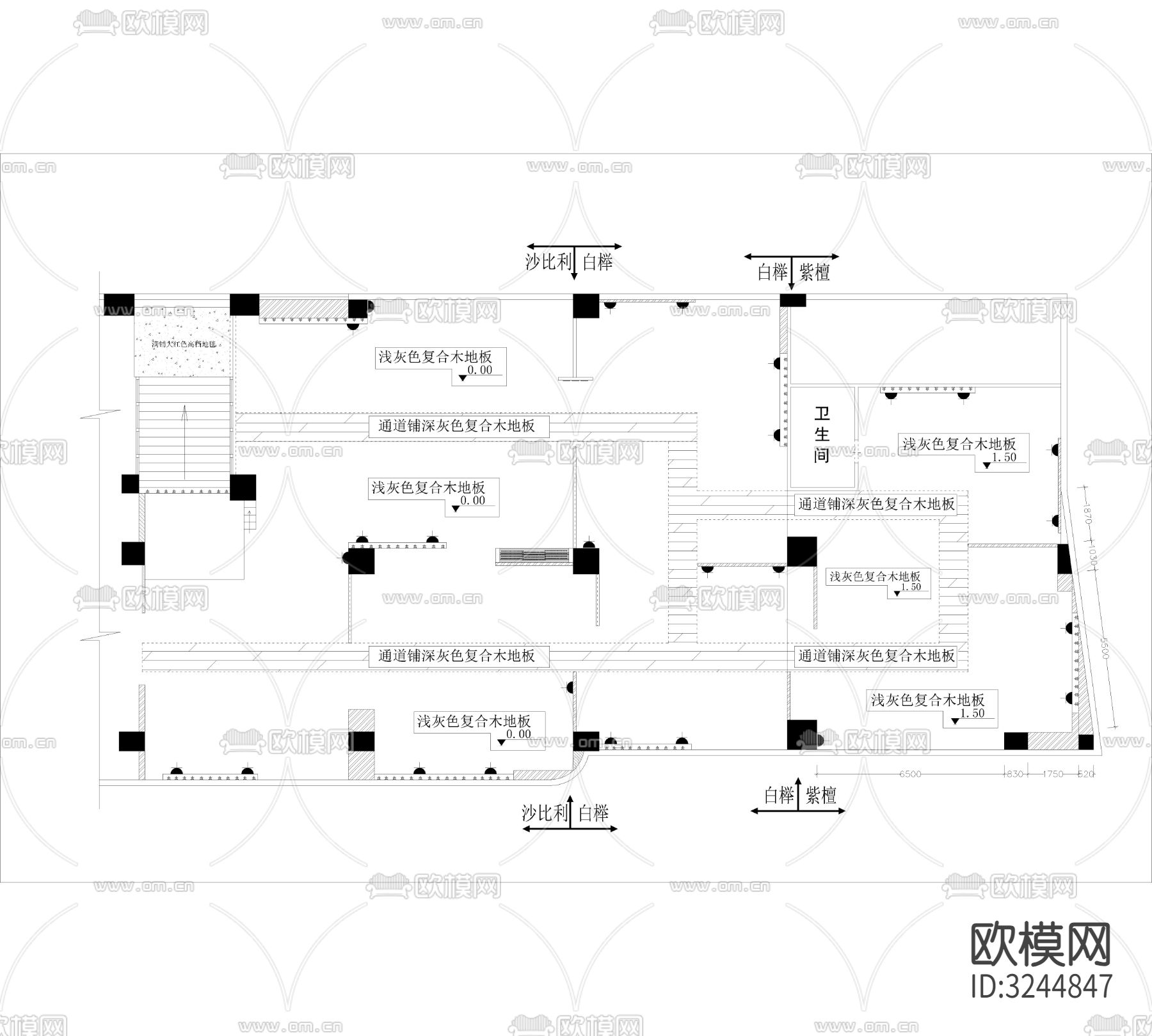 广东知名家具专卖店cad平面图下载（渲染图2）