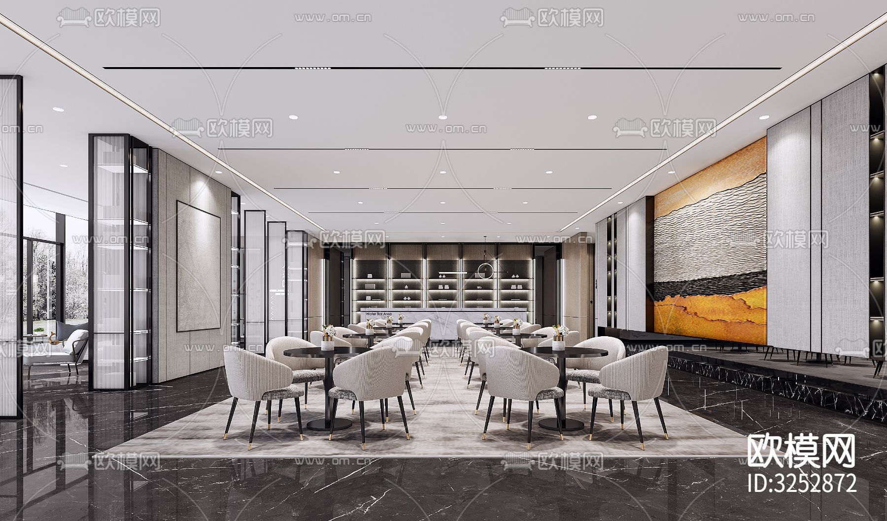 常州某现代轻奢售楼处CAD施工图下载（渲染图6）