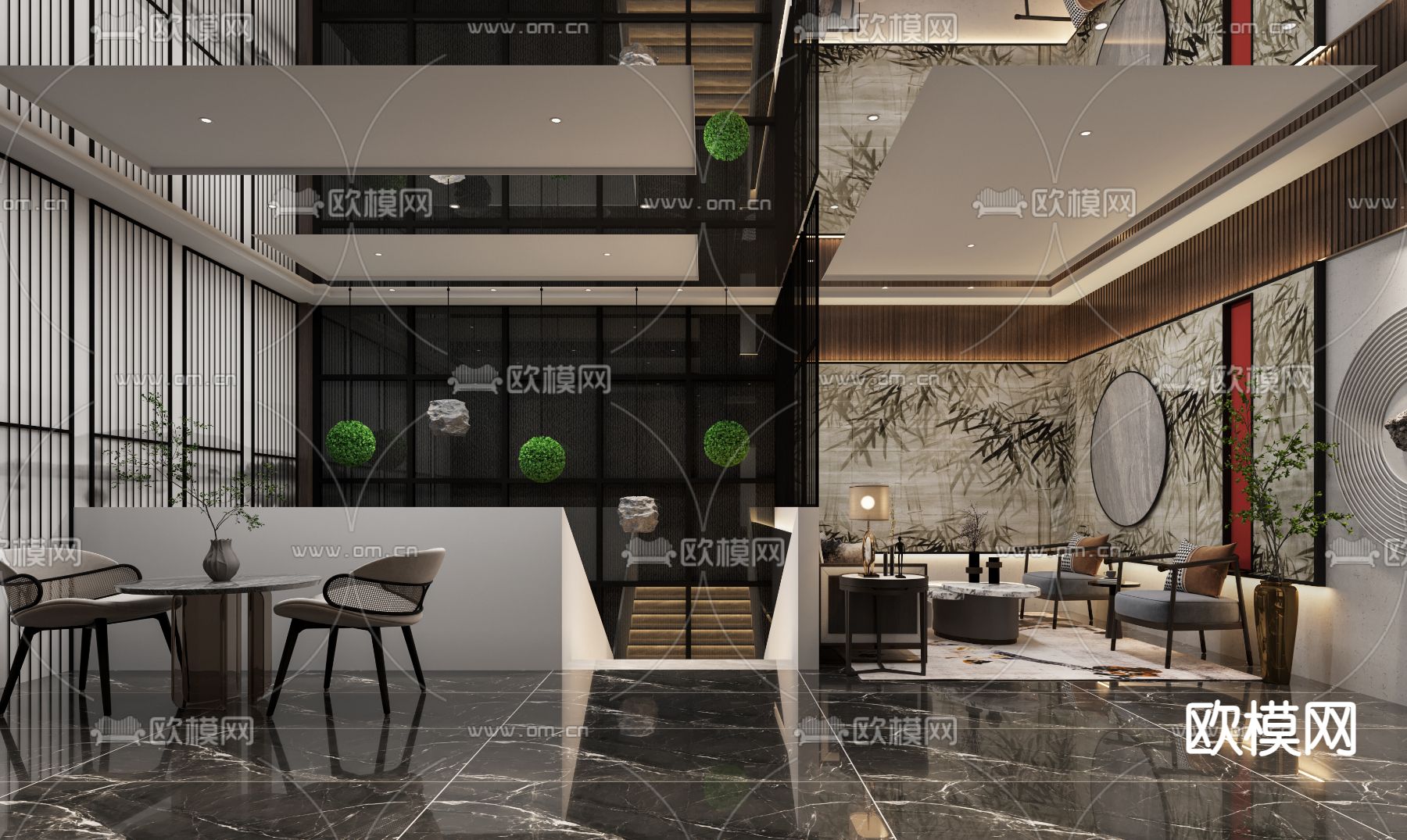 洗浴会所 足浴店 沐足阁3d模型下载（渲染图1）