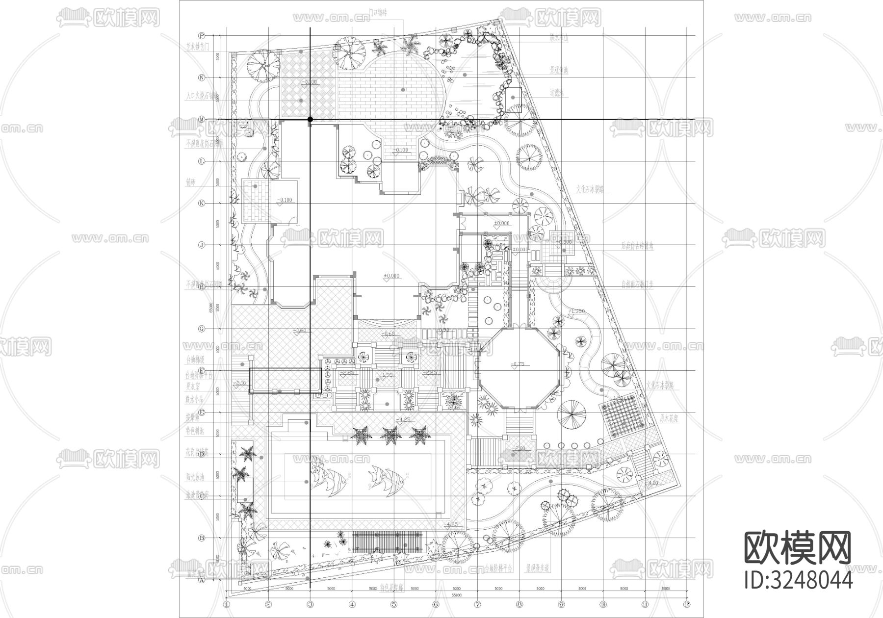 100套私家花园、别墅庭院、屋顶花园设计cad图库下载（渲染图3）
