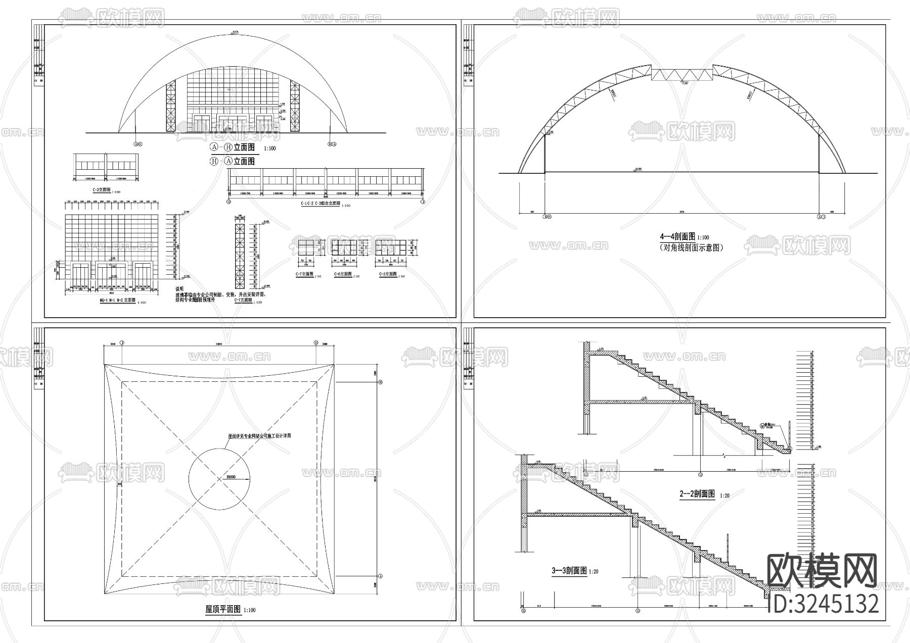 2.长41.5米 宽38米 1+1夹层小型体育馆建筑cad平面图下载（渲染图1）