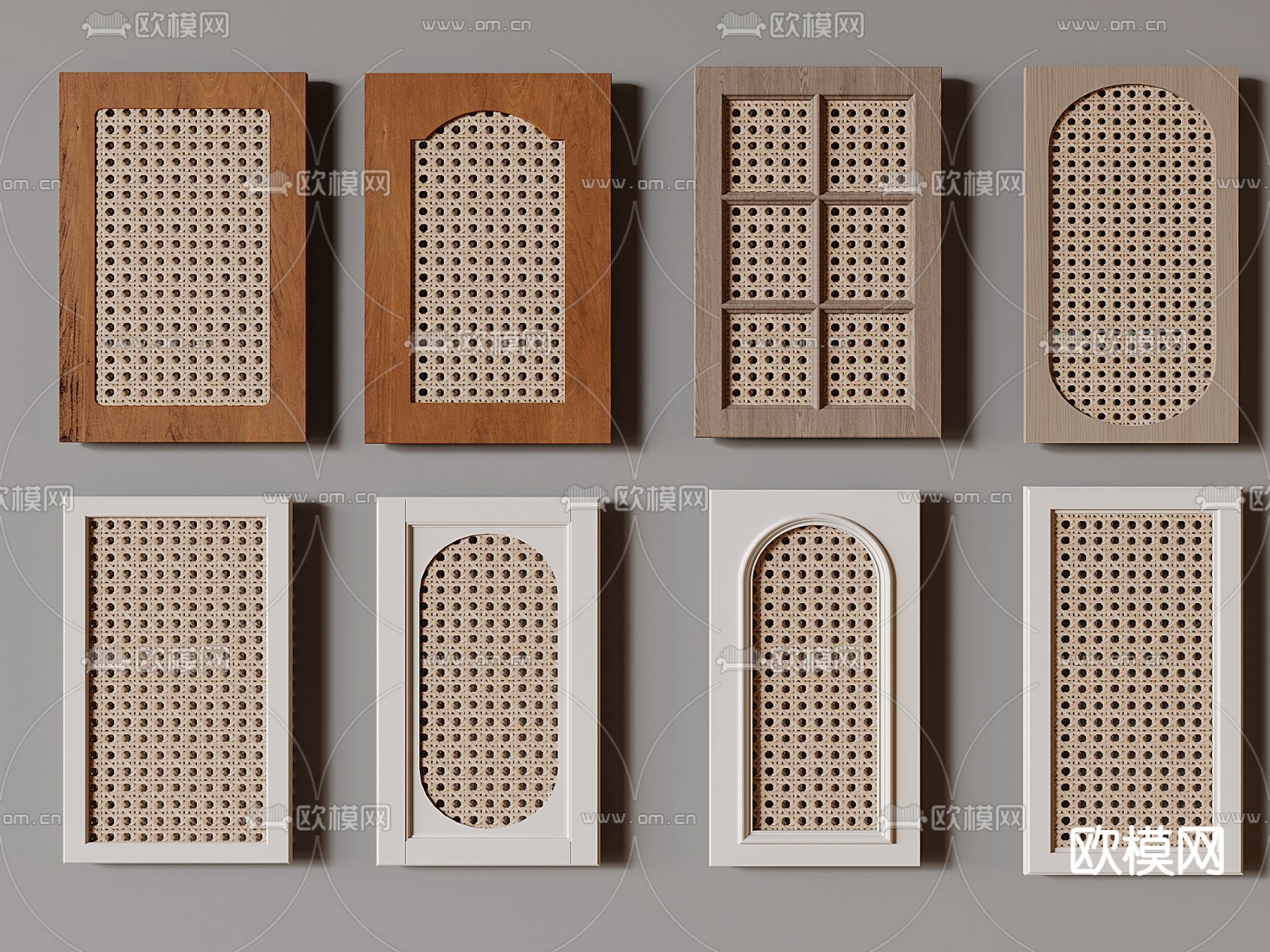侘寂风衣柜门板 藤编门板su模型下载（渲染图1）