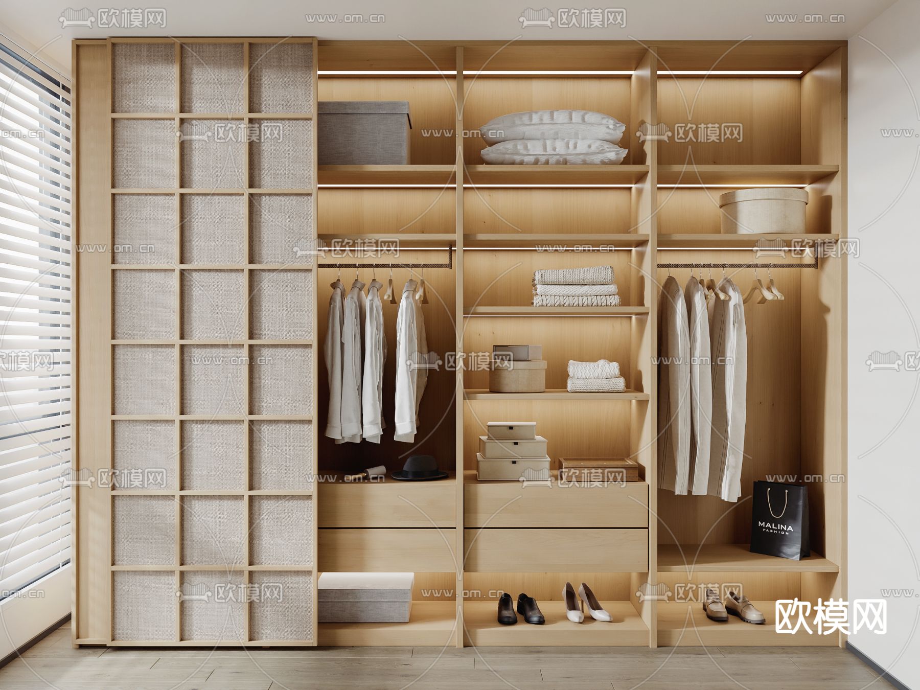 侘寂风衣柜3d模型下载