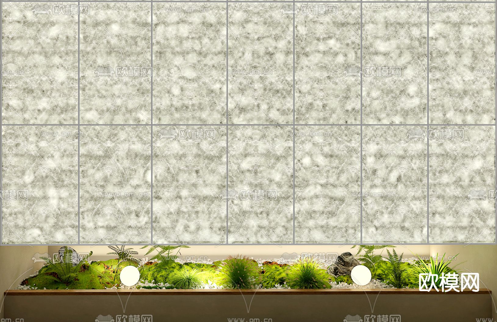 杜邦纸灯箱 杜邦纸隔断 植物堆3d模型下载