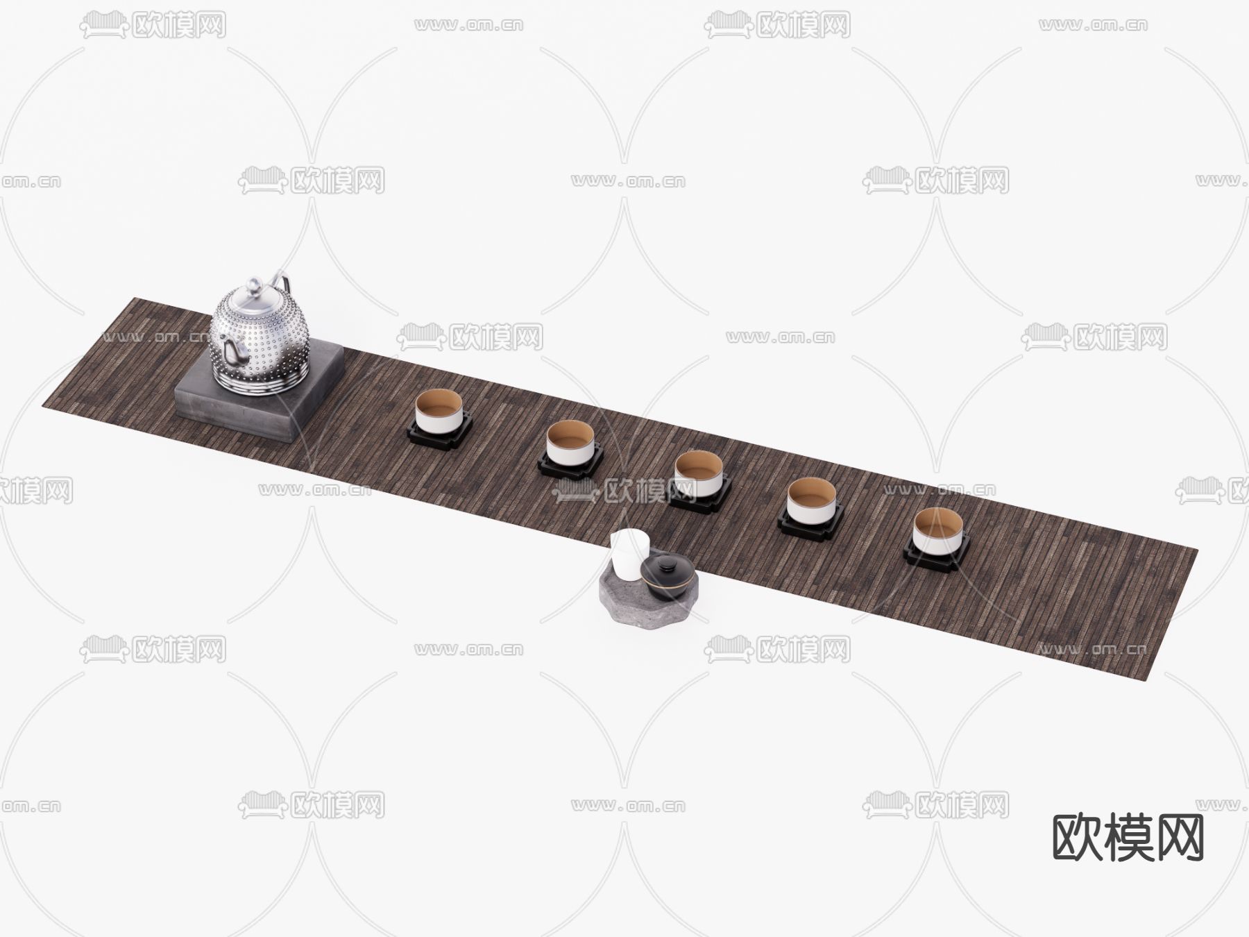 新中式茶具 茶杯su模型下载（渲染图2）