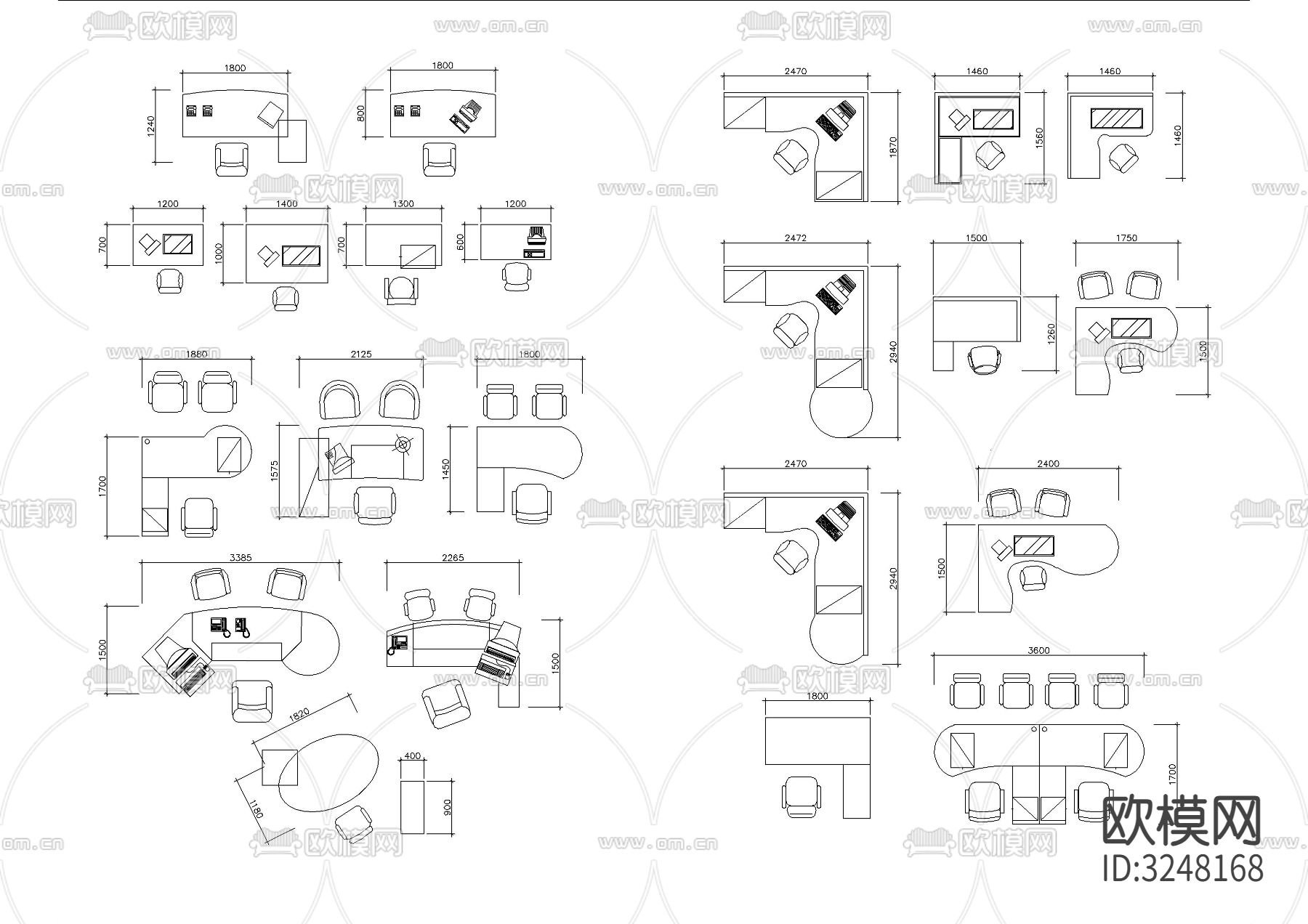 常用带尺寸家居cad图库下载（渲染图3）