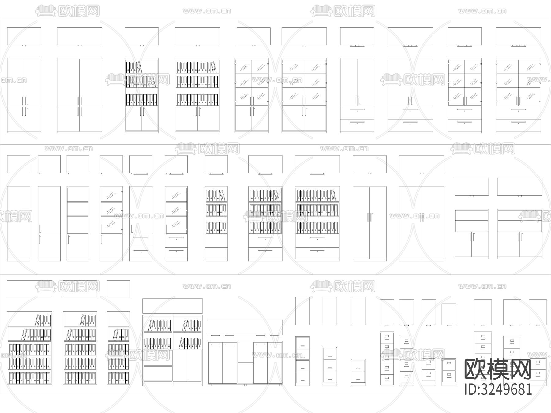 最新文件柜档案柜cad图库下载（渲染图2）