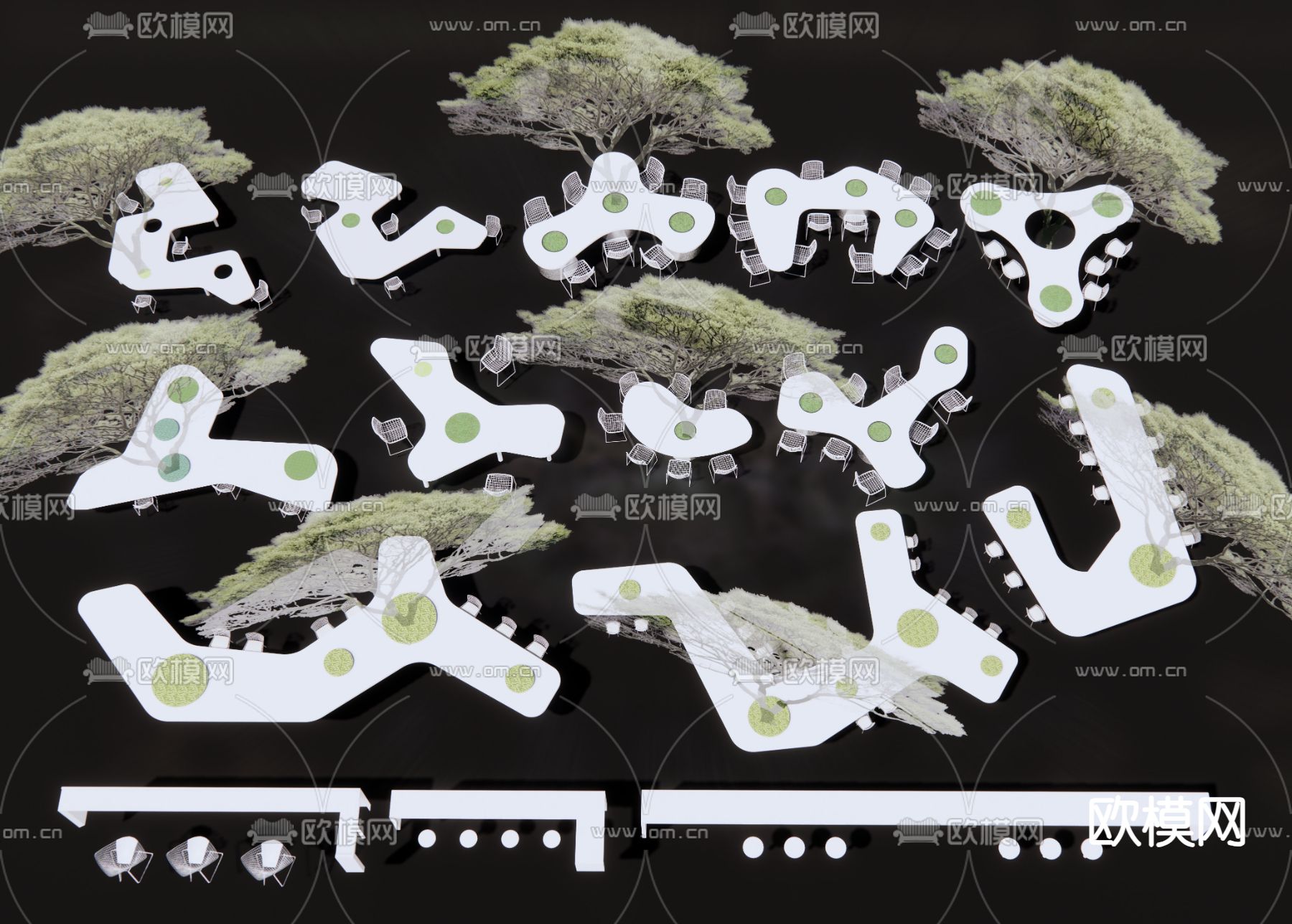 户外椅 异形椅 树池椅 景观座椅3d模型下载