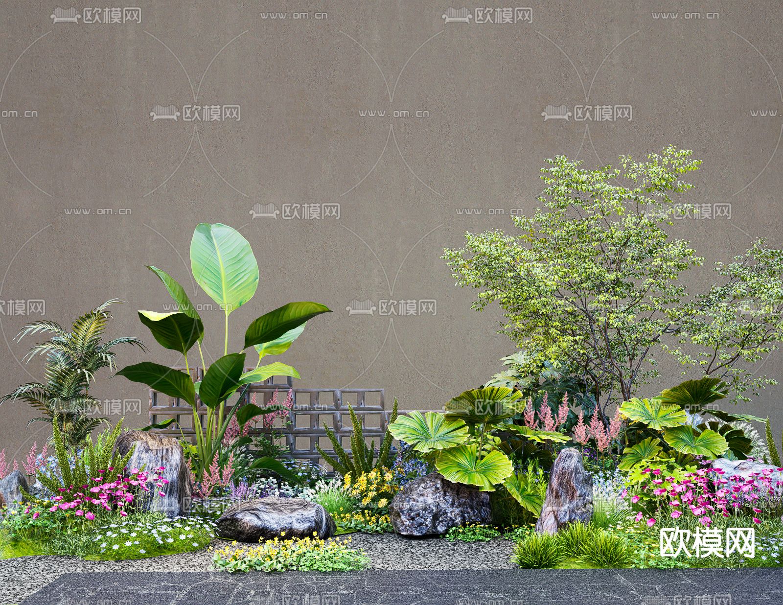 花境绿植花草 植物堆su模型下载（渲染图2）