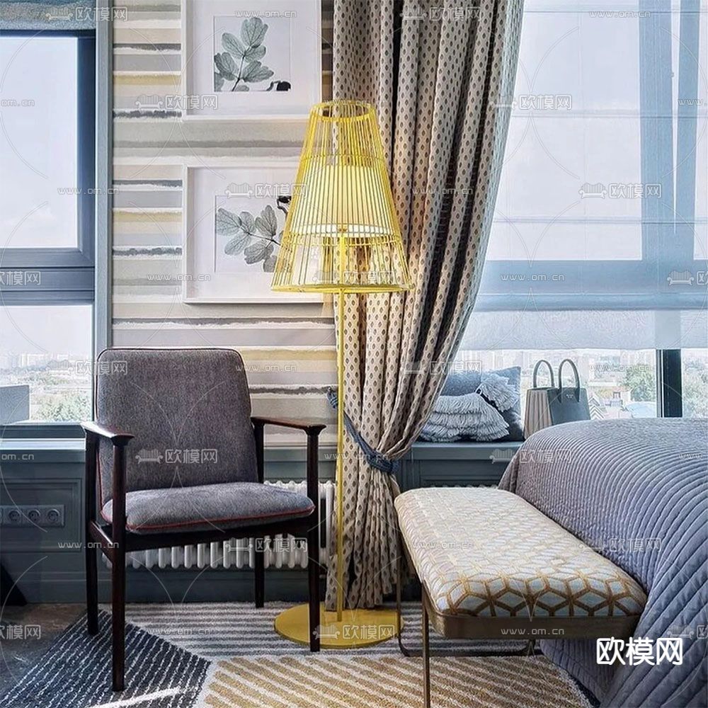 Mambo 轻奢落地灯3d模型下载（渲染图2）