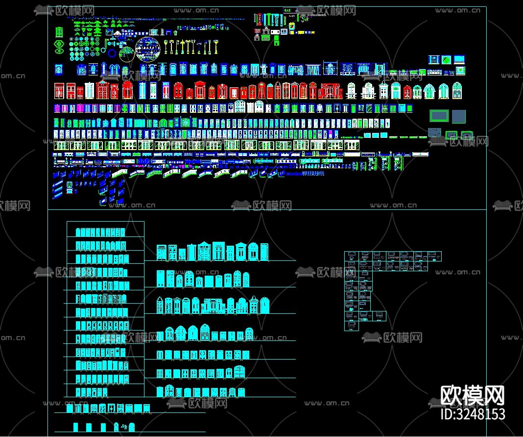 经典欧式家居平面立面cad图库下载（渲染图2）