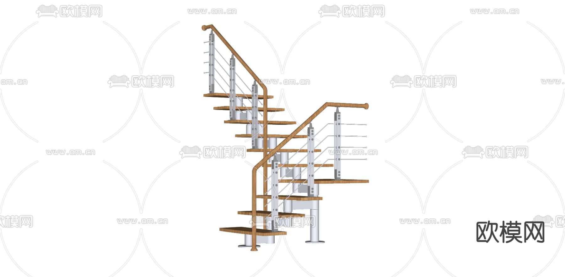 现代旋转楼梯su模型下载（渲染图2）