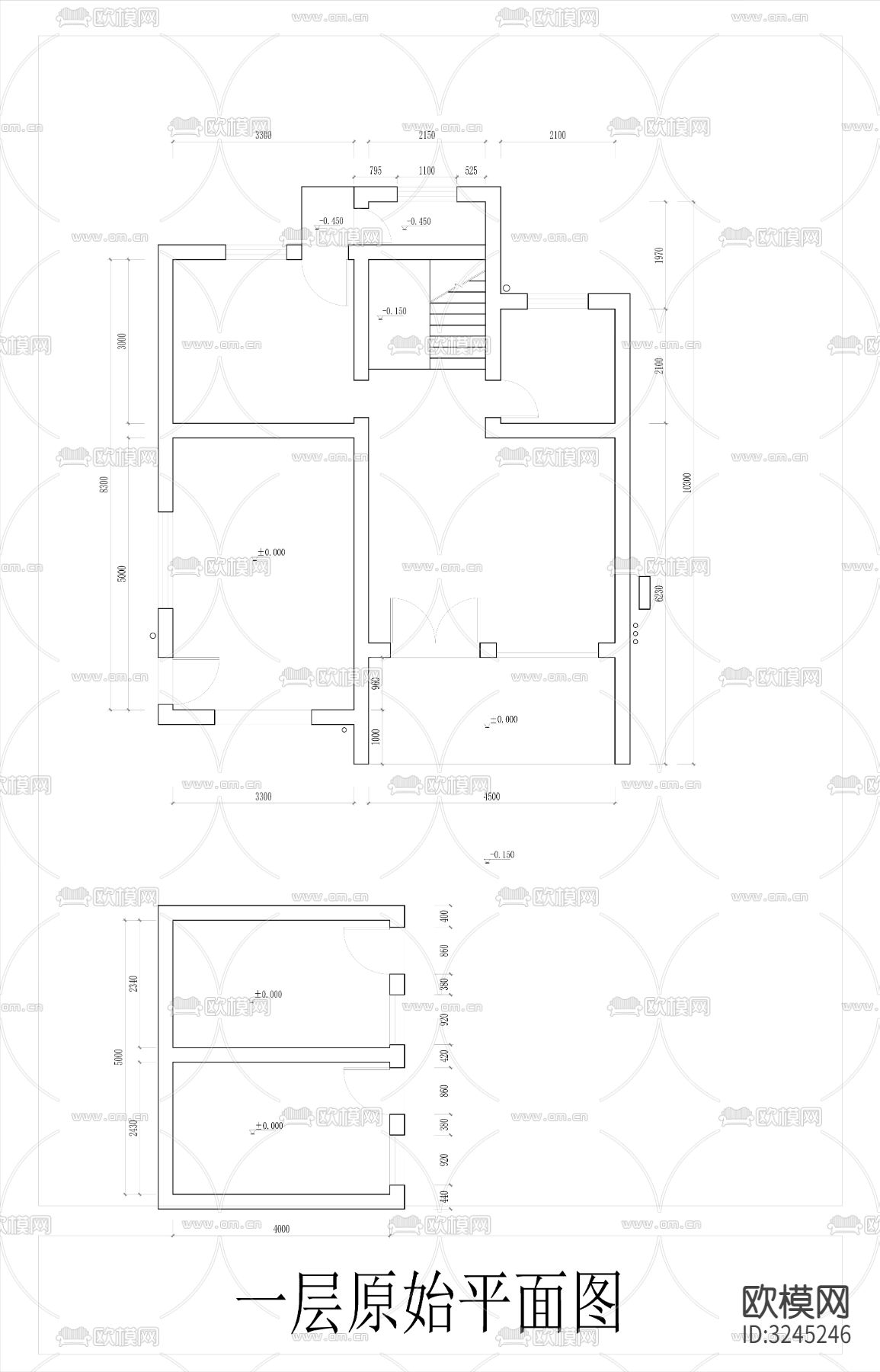 独栋别墅cad平面图下载（渲染图1）