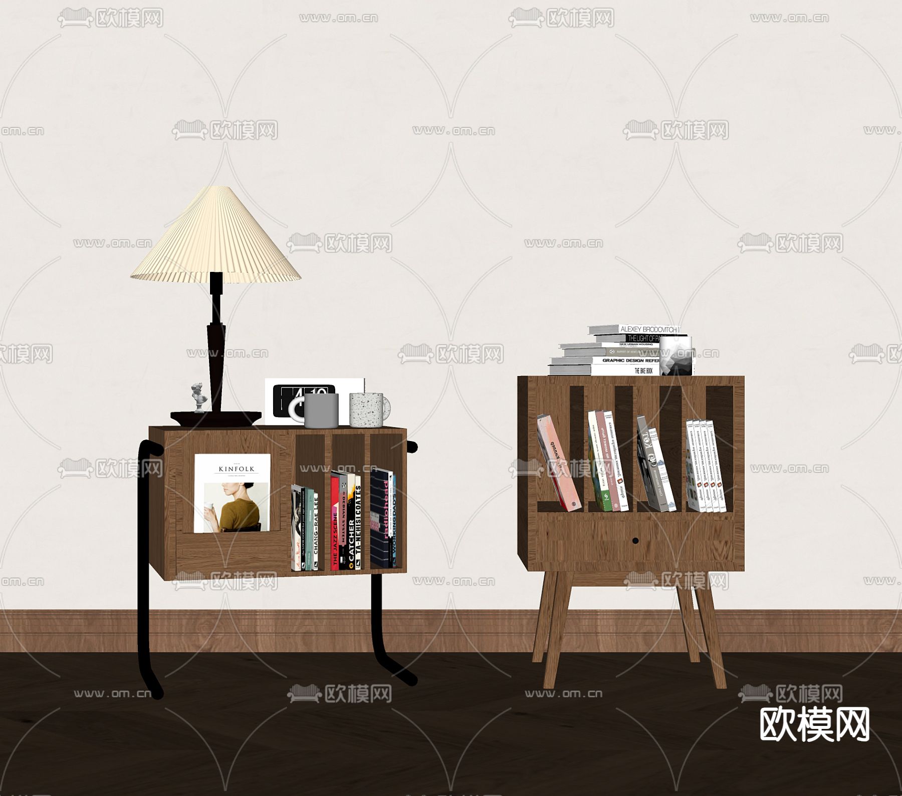 中古风床头柜su模型下载（渲染图2）