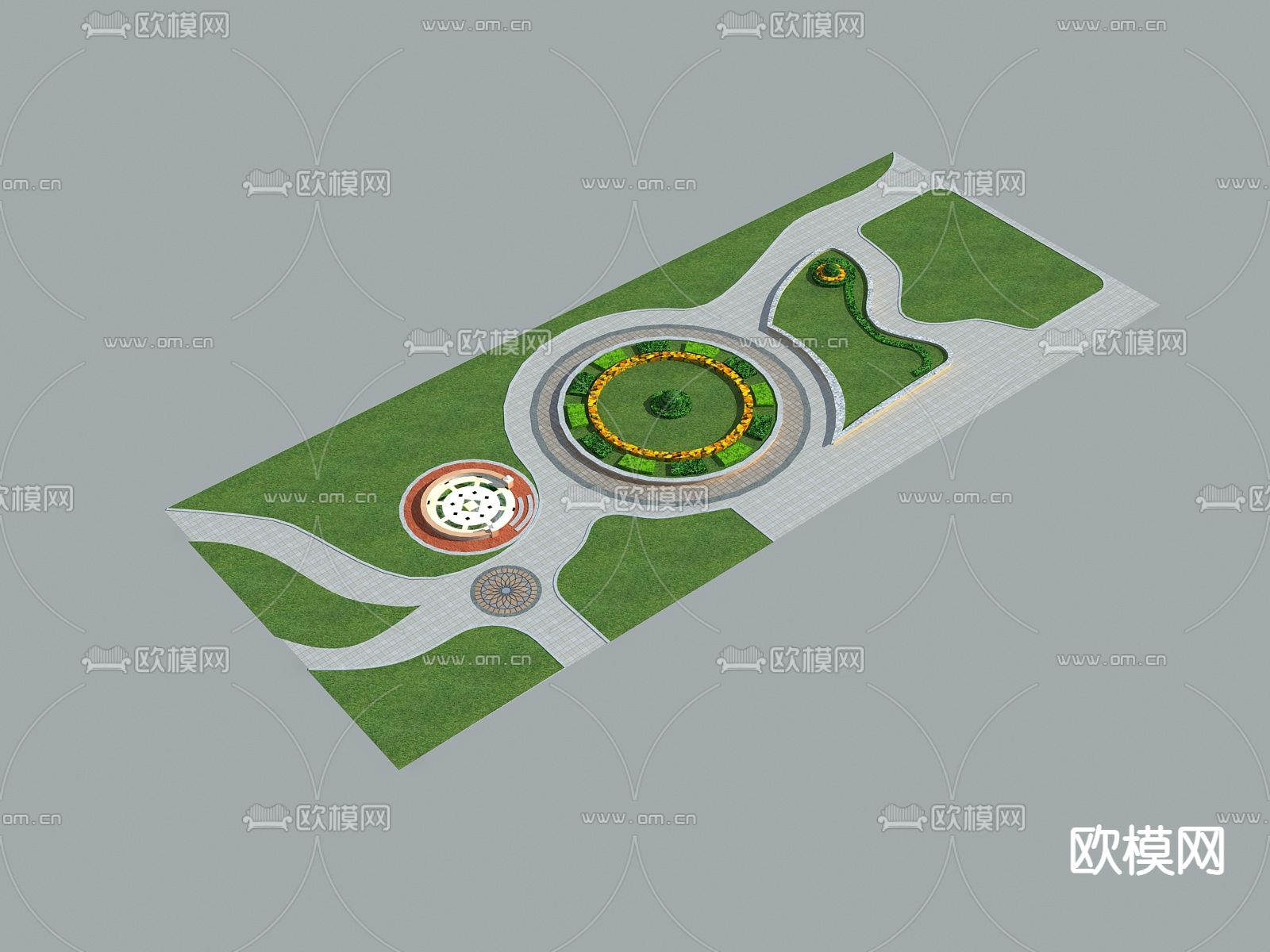 现代公园景观3d模型下载