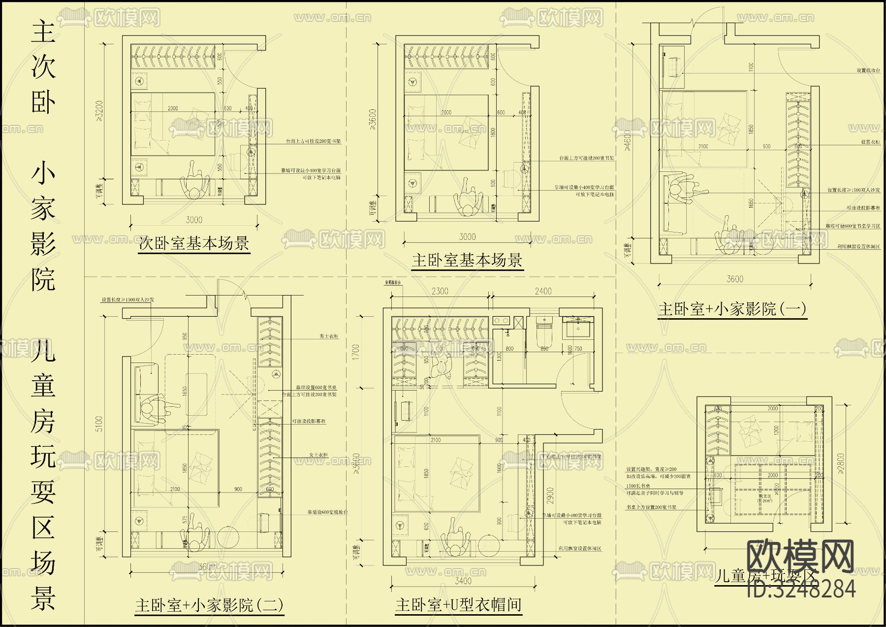 高端家装餐厨客卧阳台场景化家居模块及流线布置示例cad施工图下载（渲染图6）