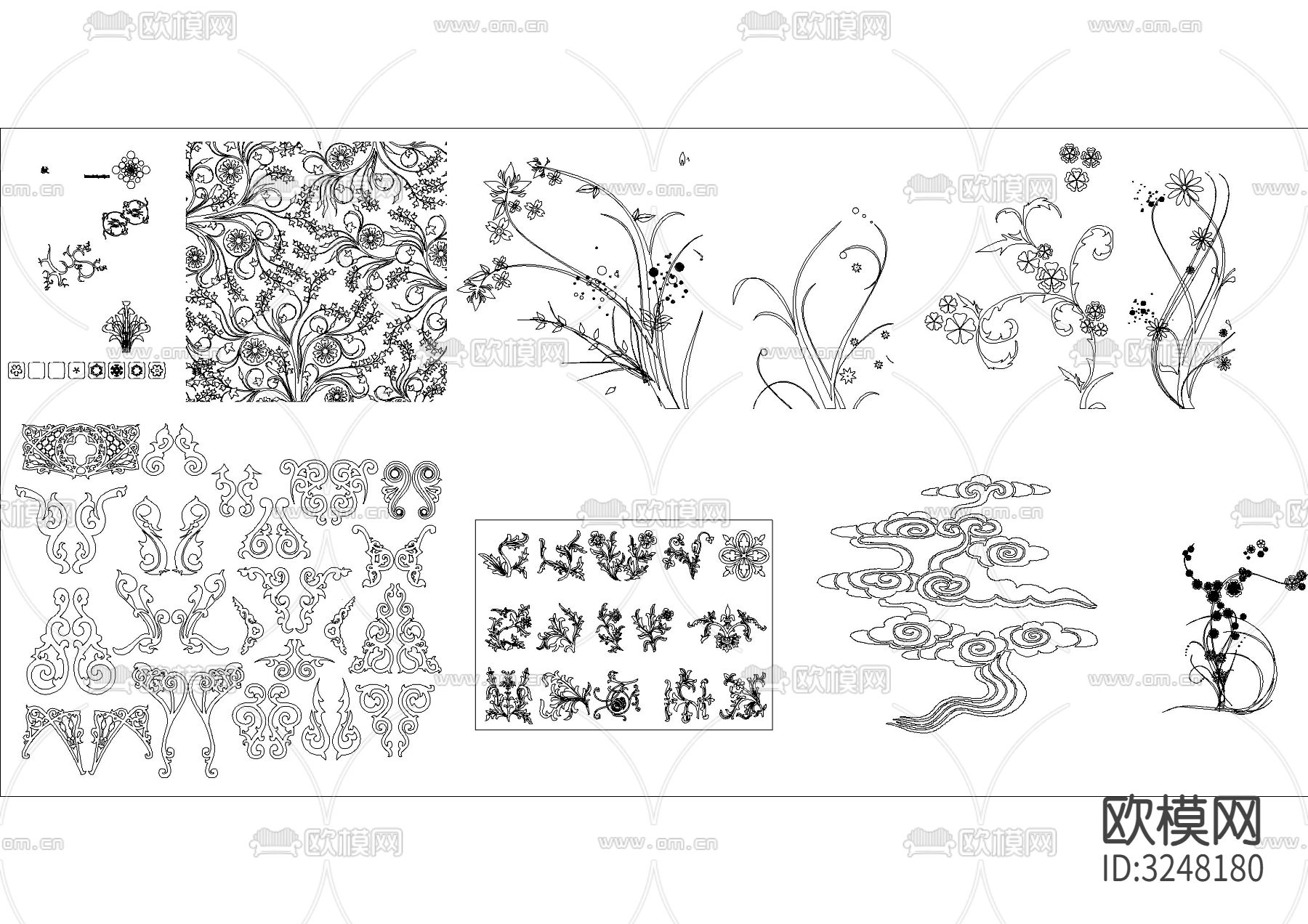 多款装饰花纹CAD图库下载（渲染图4）