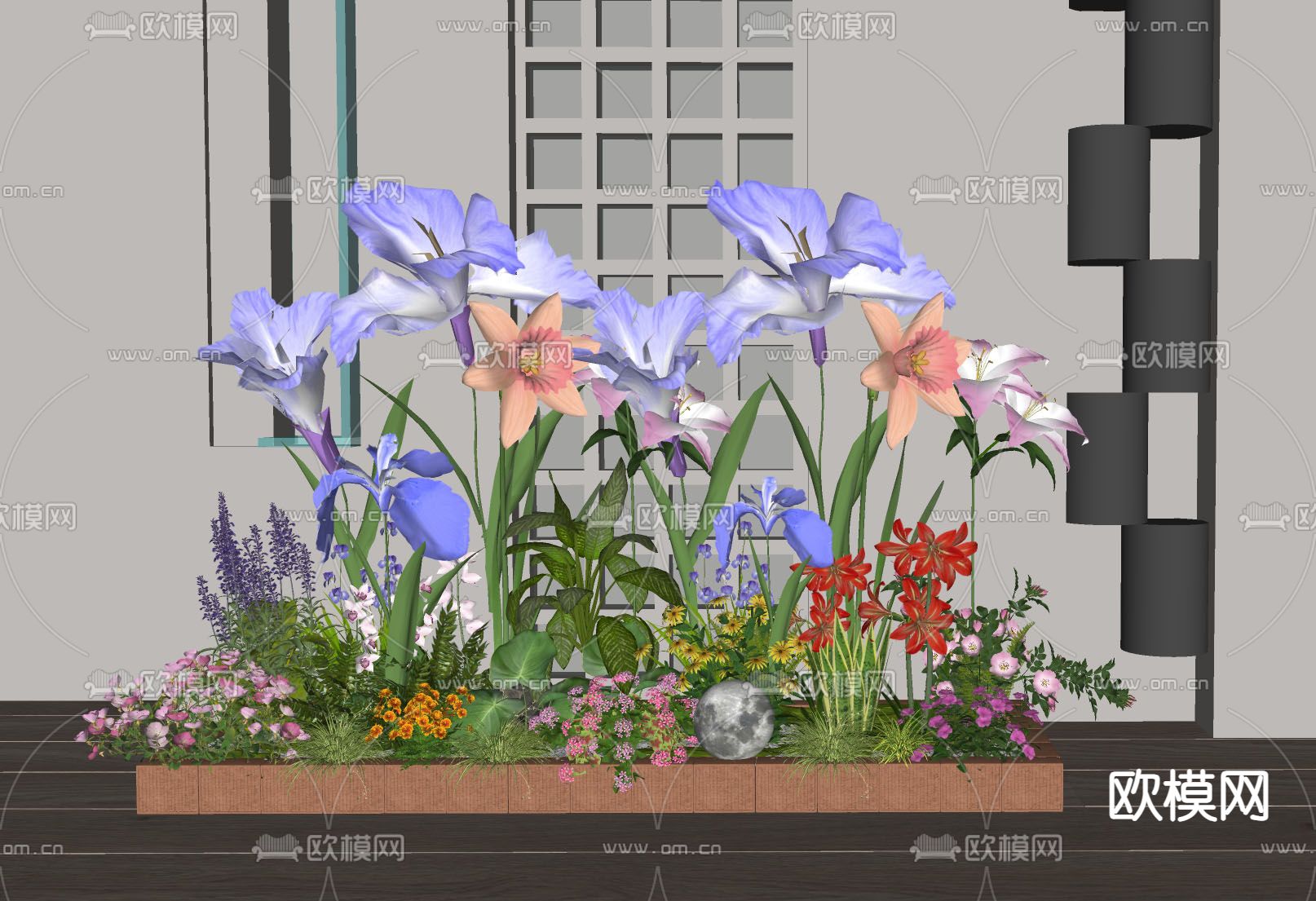 景观植物造景 花草花境 绿植堆su模型下载（渲染图1）