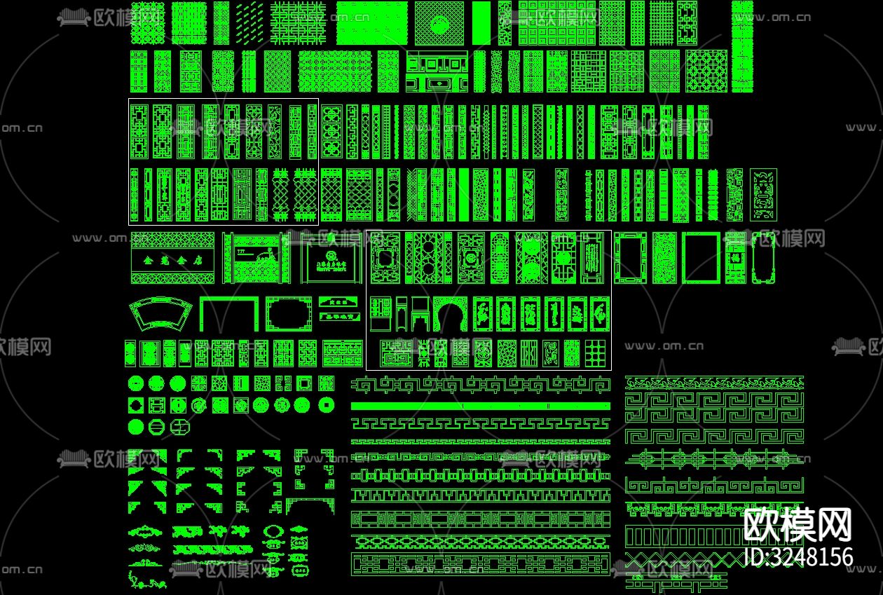 中式雕刻镂空雕花cad图库下载（渲染图3）
