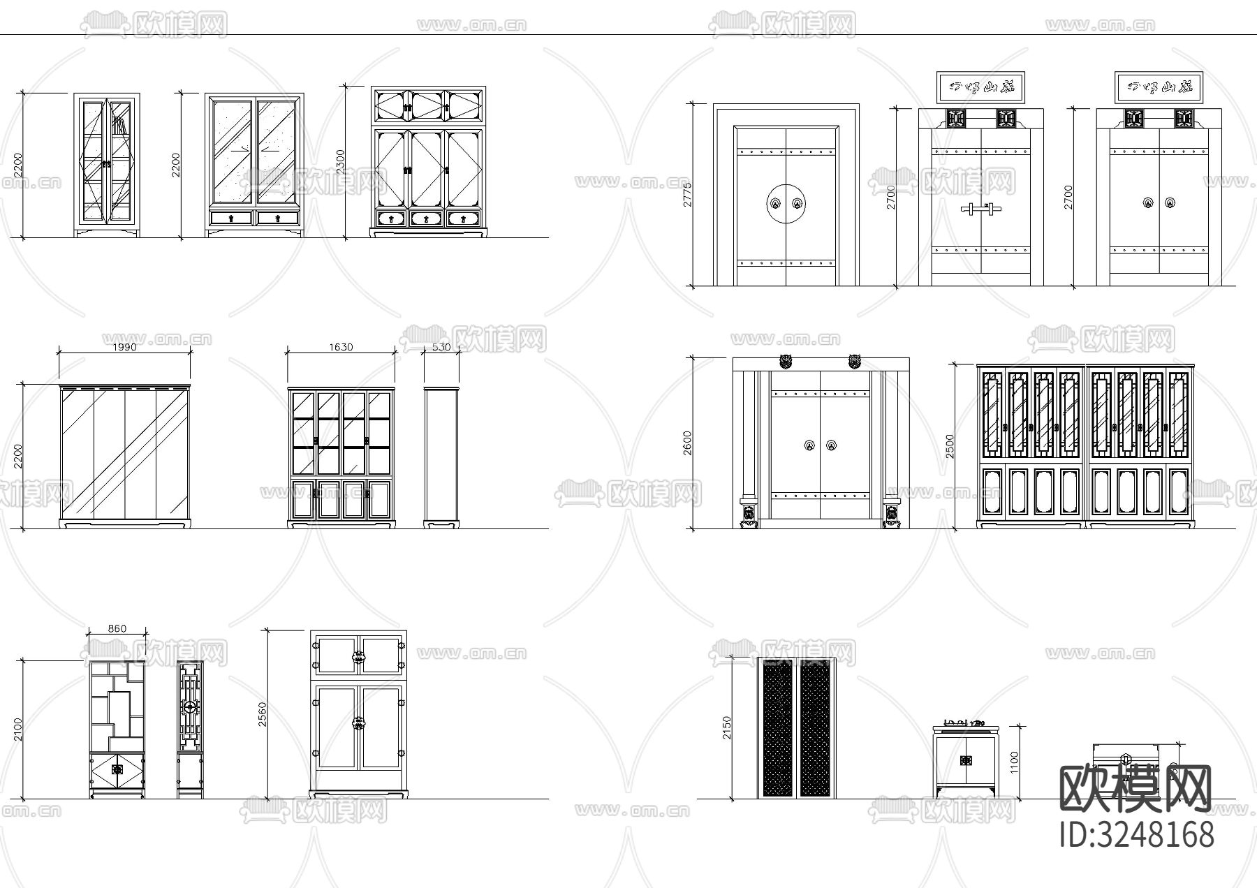 常用带尺寸家居cad图库下载（渲染图6）